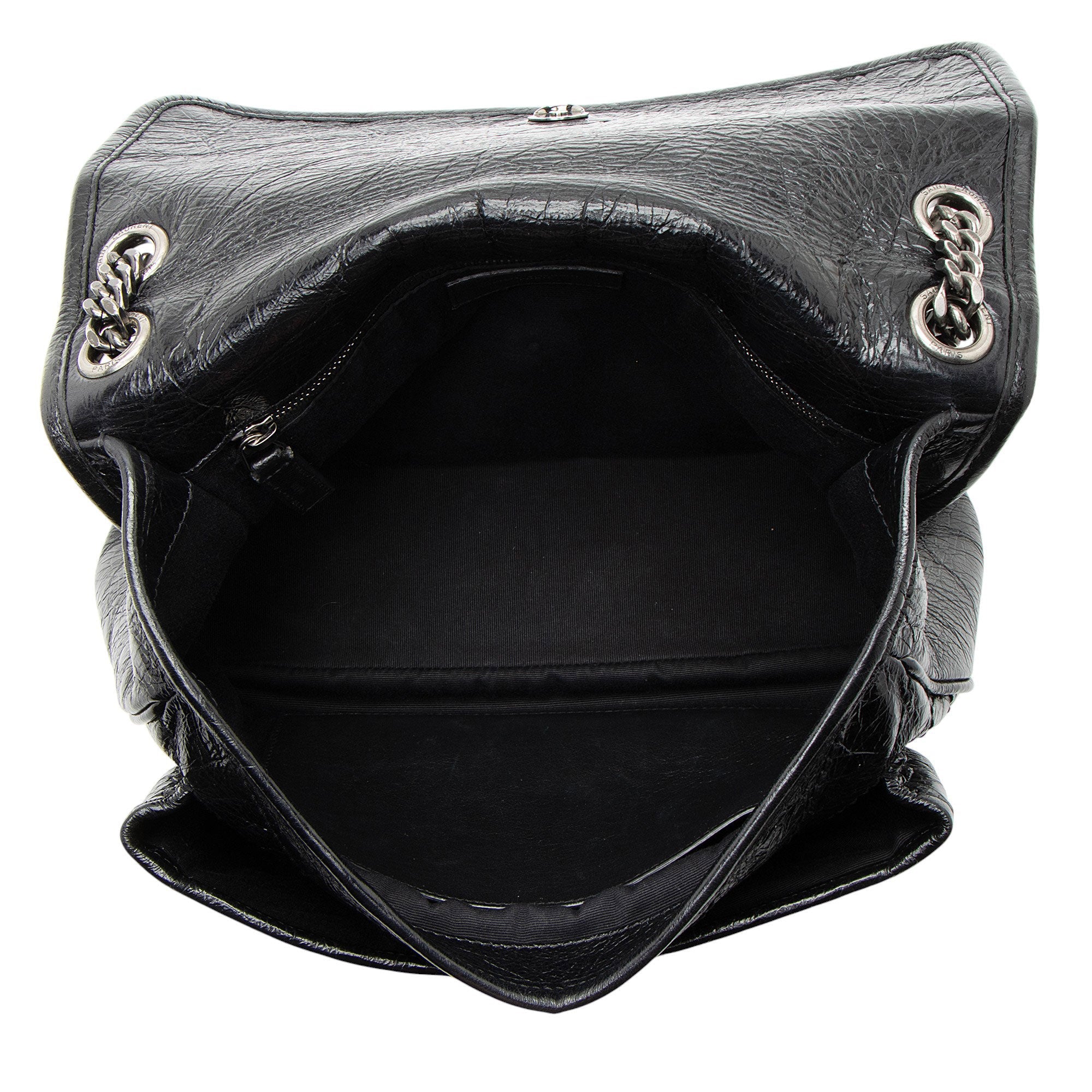 Saint Laurent Crinkled Calfskin Monogram Niki Medium Shoulder Bag (SHF-GOzKUg)
