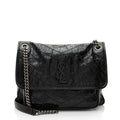 Saint Laurent Crinkled Calfskin Monogram Niki Medium Shoulder Bag