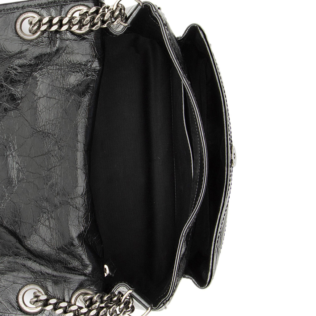 Saint Laurent Crinkled Calfskin Monogram Niki Medium Shoulder Bag
