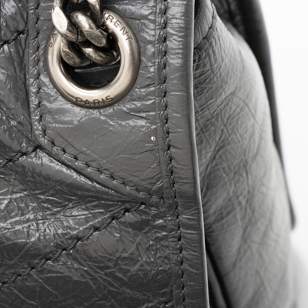 Saint Laurent Crinkled Calfskin Monogram Niki Medium Shoulder Bag