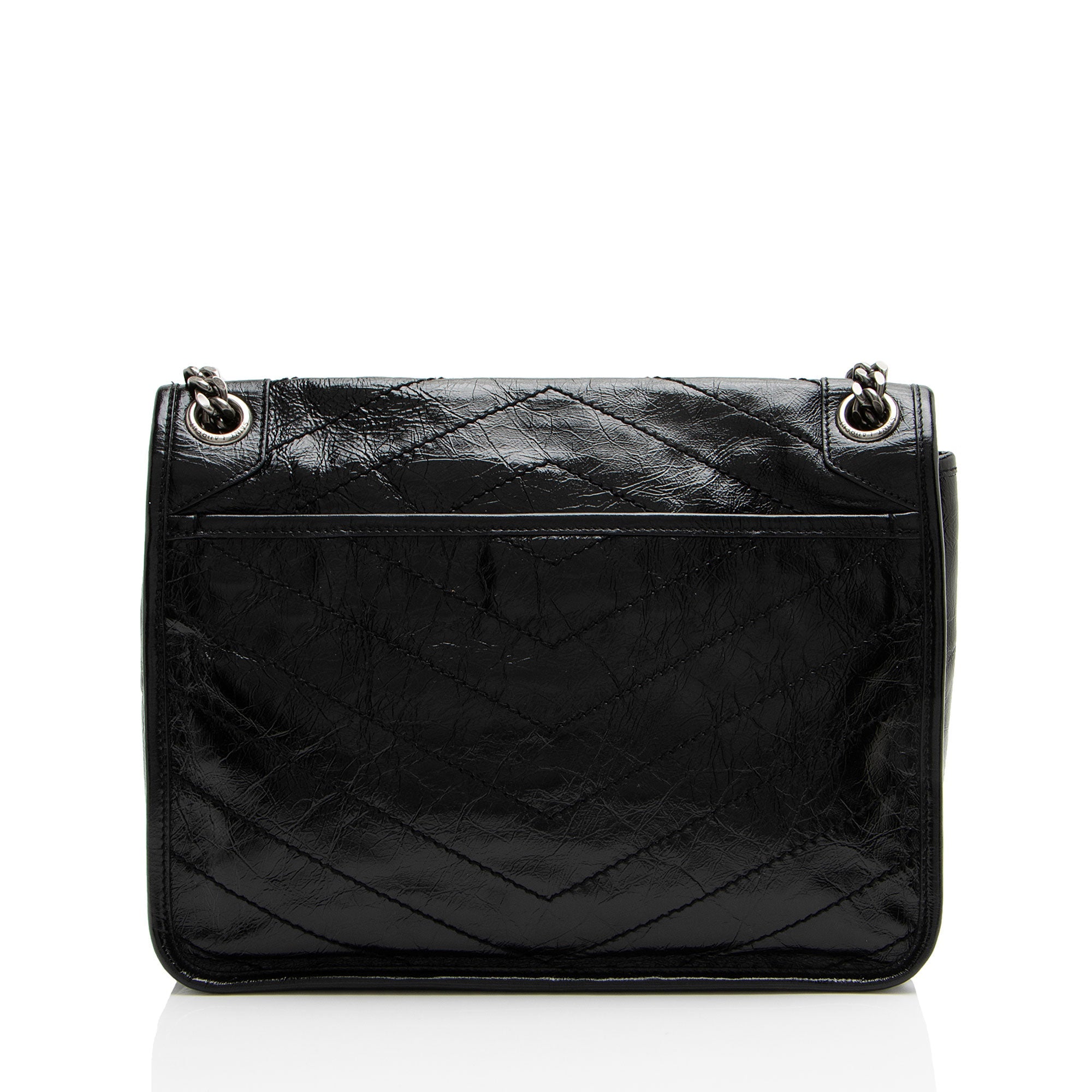 Saint Laurent Crinkled Calfskin Monogram Niki Medium Shoulder Bag
