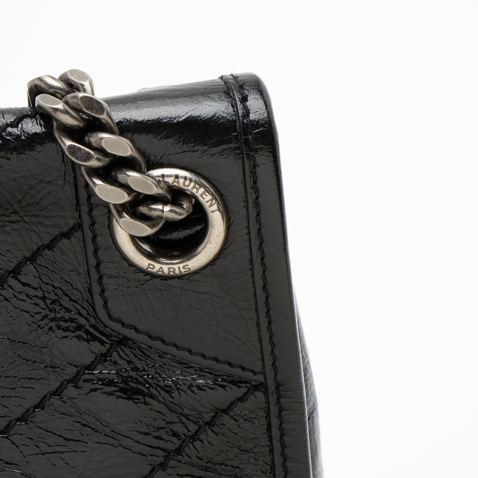 Saint Laurent Crinkled Calfskin Monogram Niki Medium Shoulder Bag