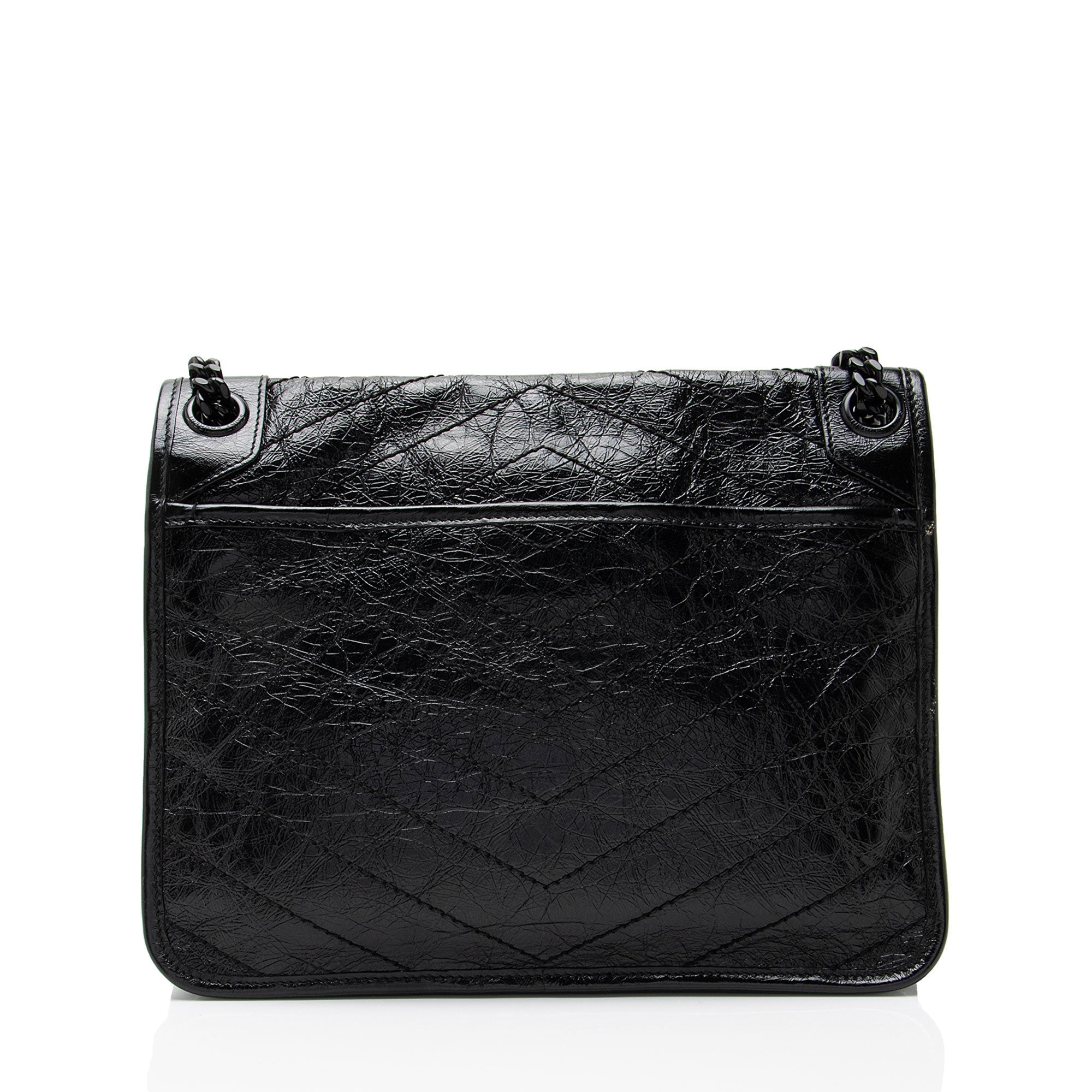 Saint Laurent Crinkled Calfskin Monogram Niki Medium Shoulder Bag