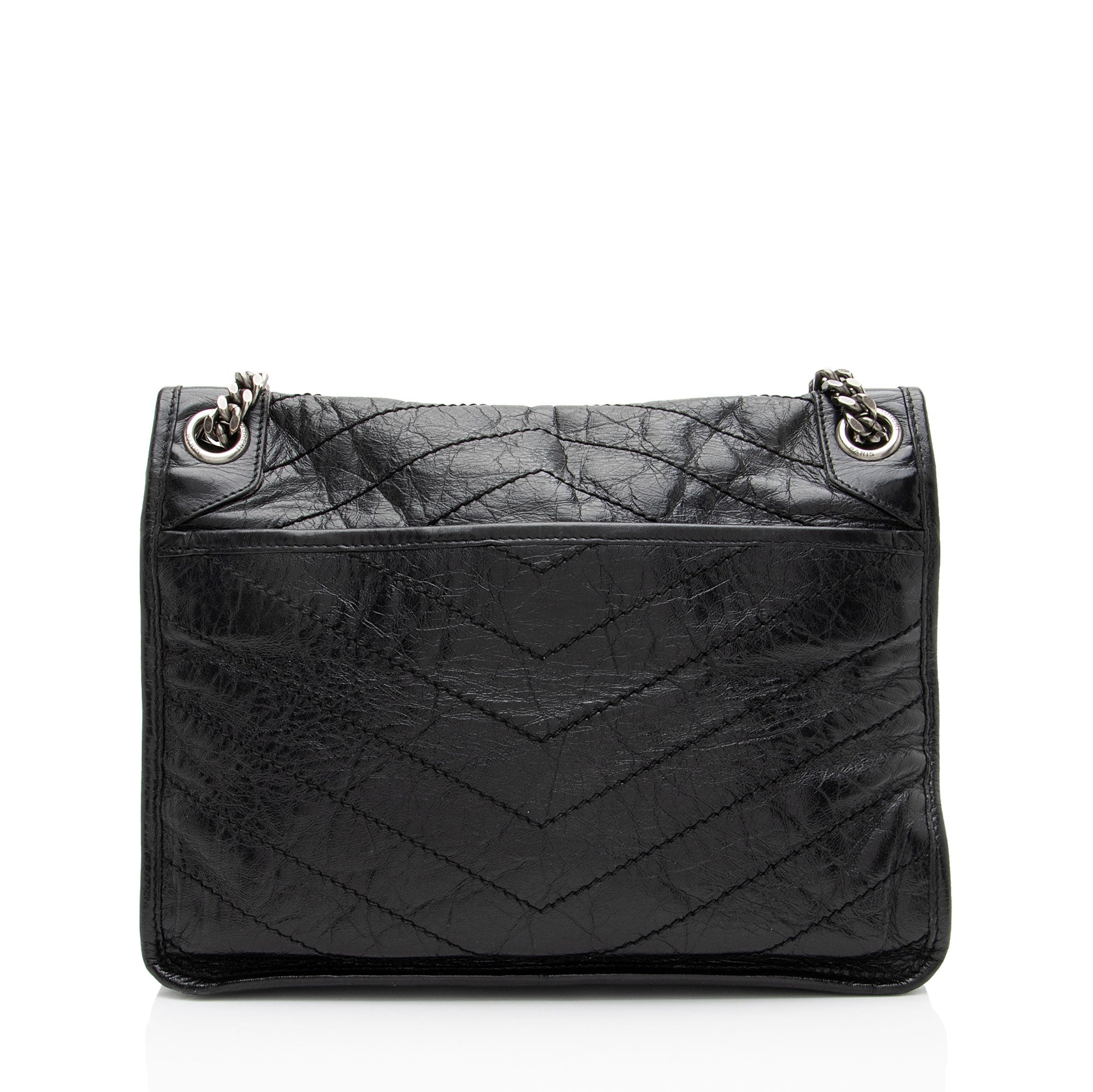 Saint Laurent Crinkled Calfskin Monogram Niki Medium Shoulder Bag