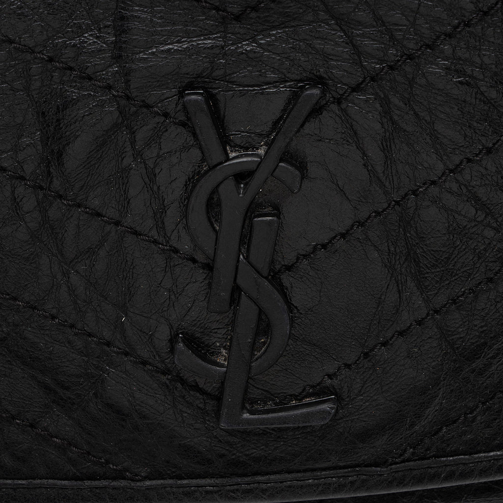 Saint Laurent Crinkled Calfskin Monogram Niki Medium Shoulder Bag