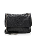 Saint Laurent Crinkled Calfskin Monogram Niki Medium Shoulder Bag