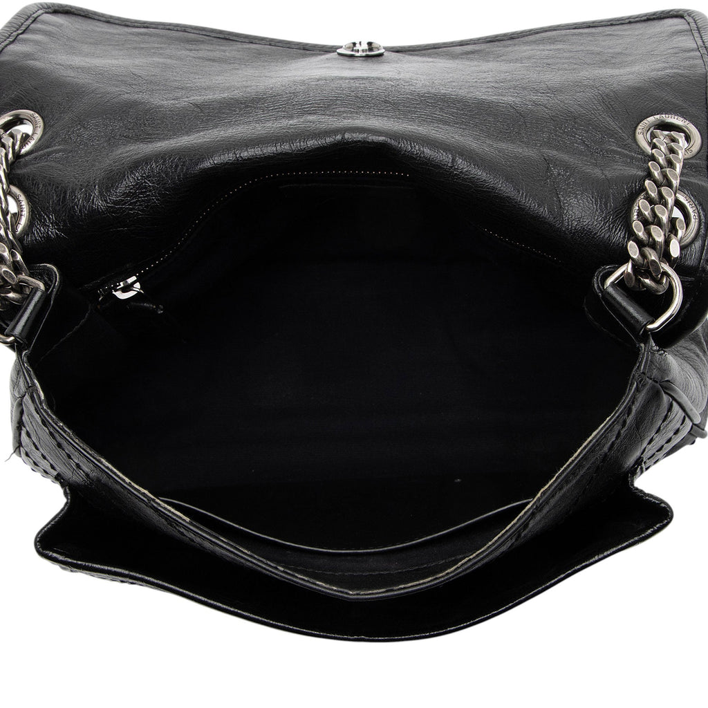 Saint Laurent Crinkled Calfskin Monogram Niki Medium Shoulder Bag
