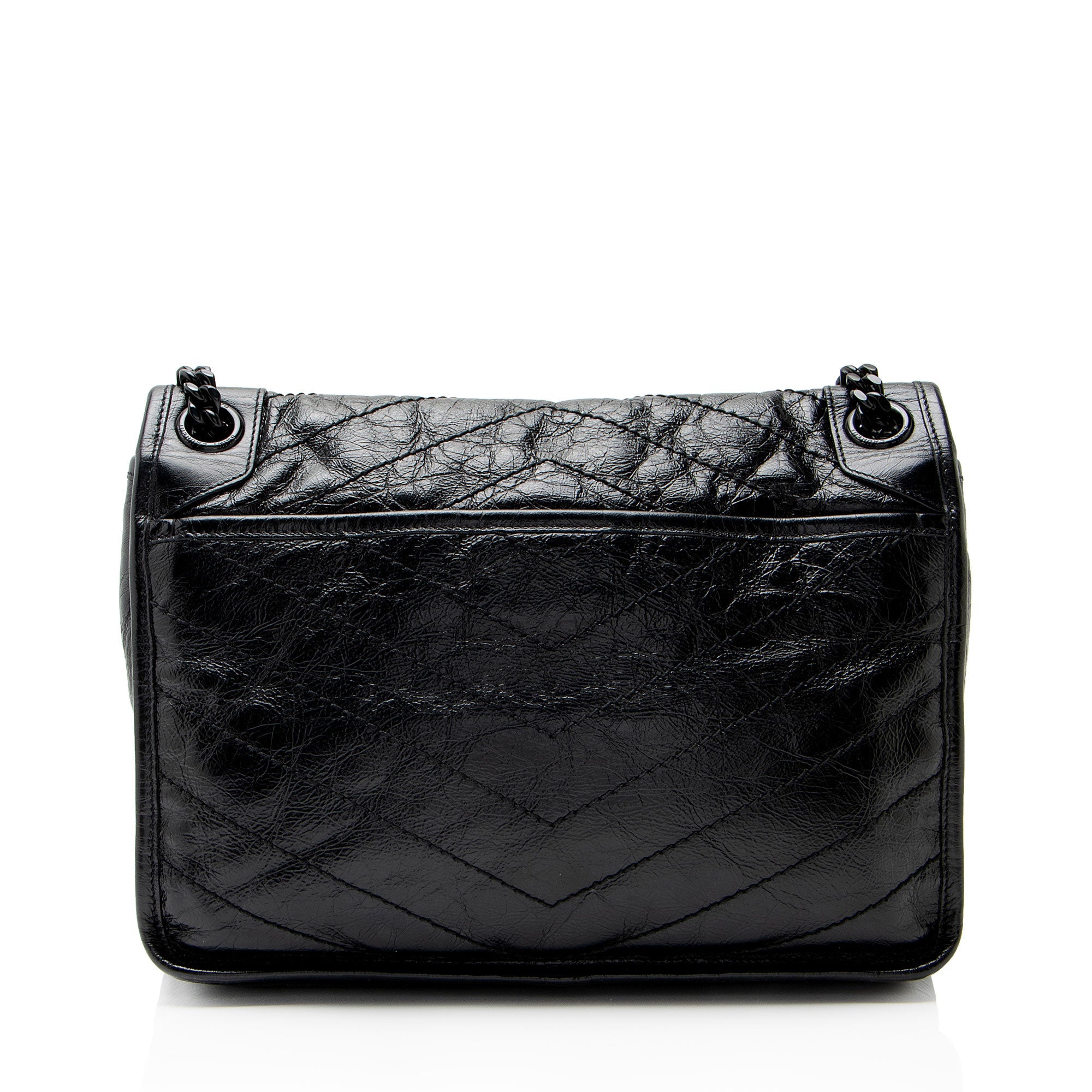 Saint Laurent Crinkled Calfskin Monogram Niki Medium Shoulder Bag