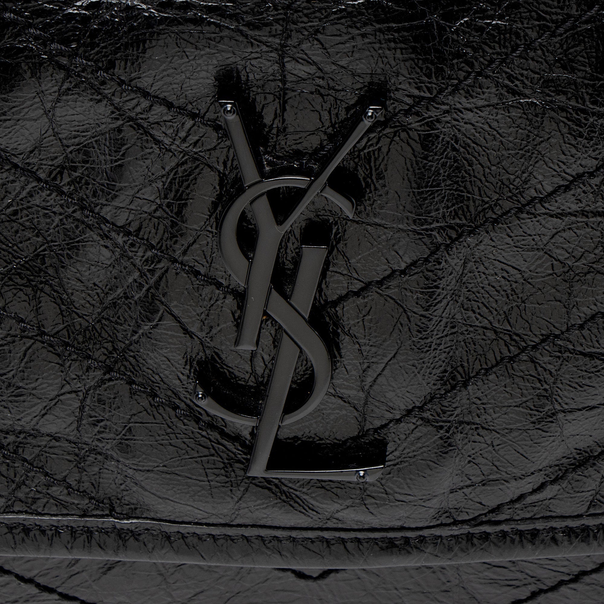 Saint Laurent Crinkled Calfskin Monogram Niki Medium Shoulder Bag