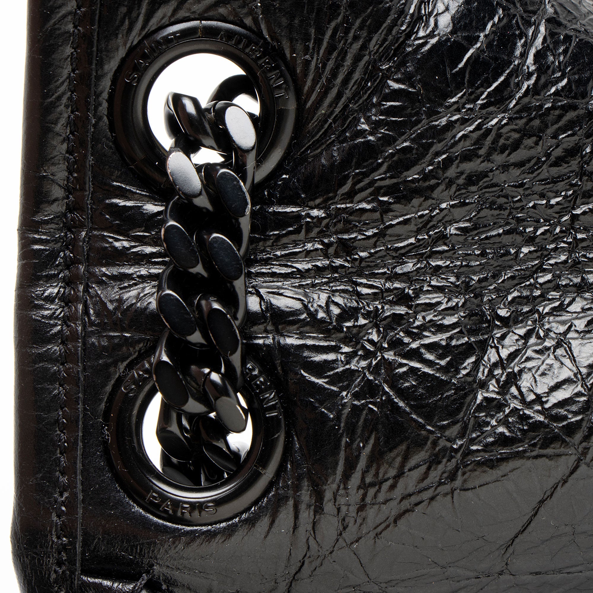 Saint Laurent Crinkled Calfskin Monogram Niki Medium Shoulder Bag
