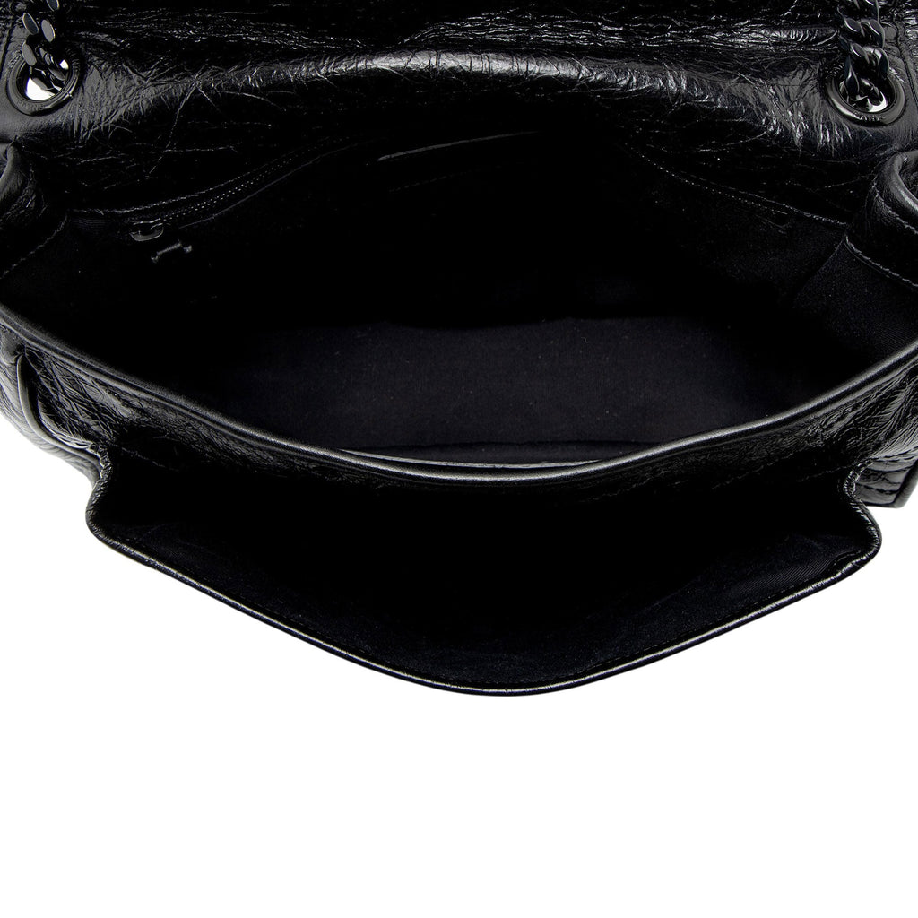Saint Laurent Crinkled Calfskin Monogram Niki Medium Shoulder Bag
