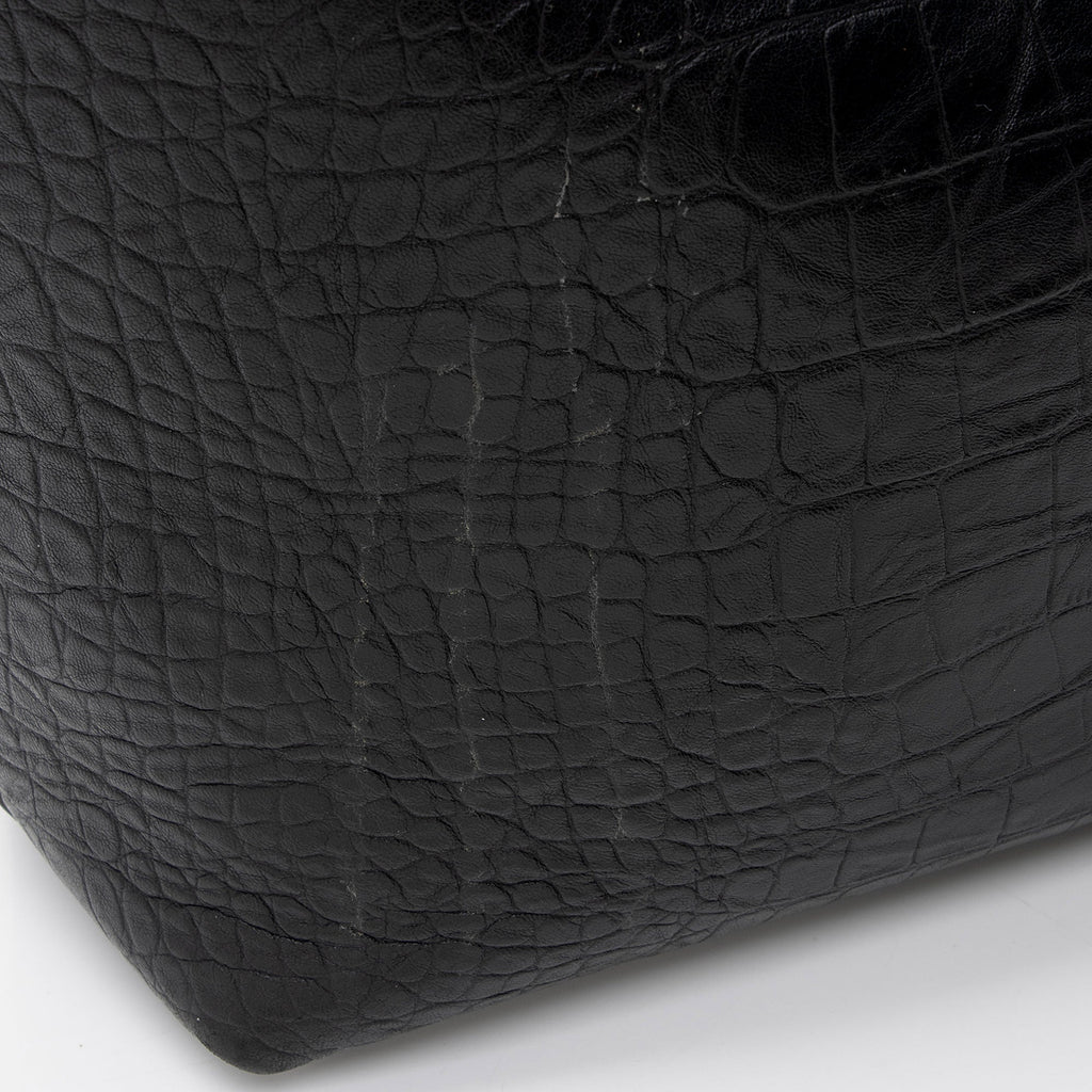 Saint Laurent Croc Embossed Calfskin Large Shopping Tote