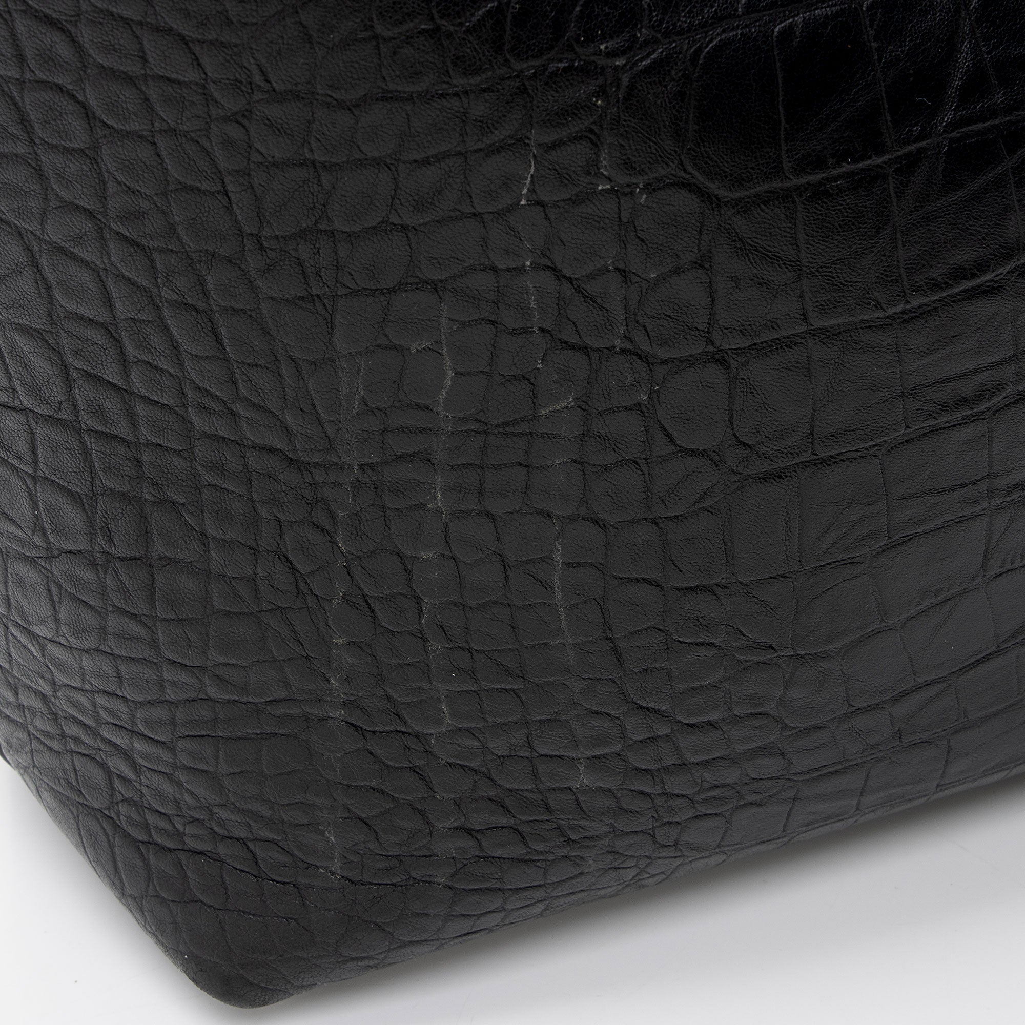 Saint Laurent Croc Embossed Calfskin Large Shopping Tote