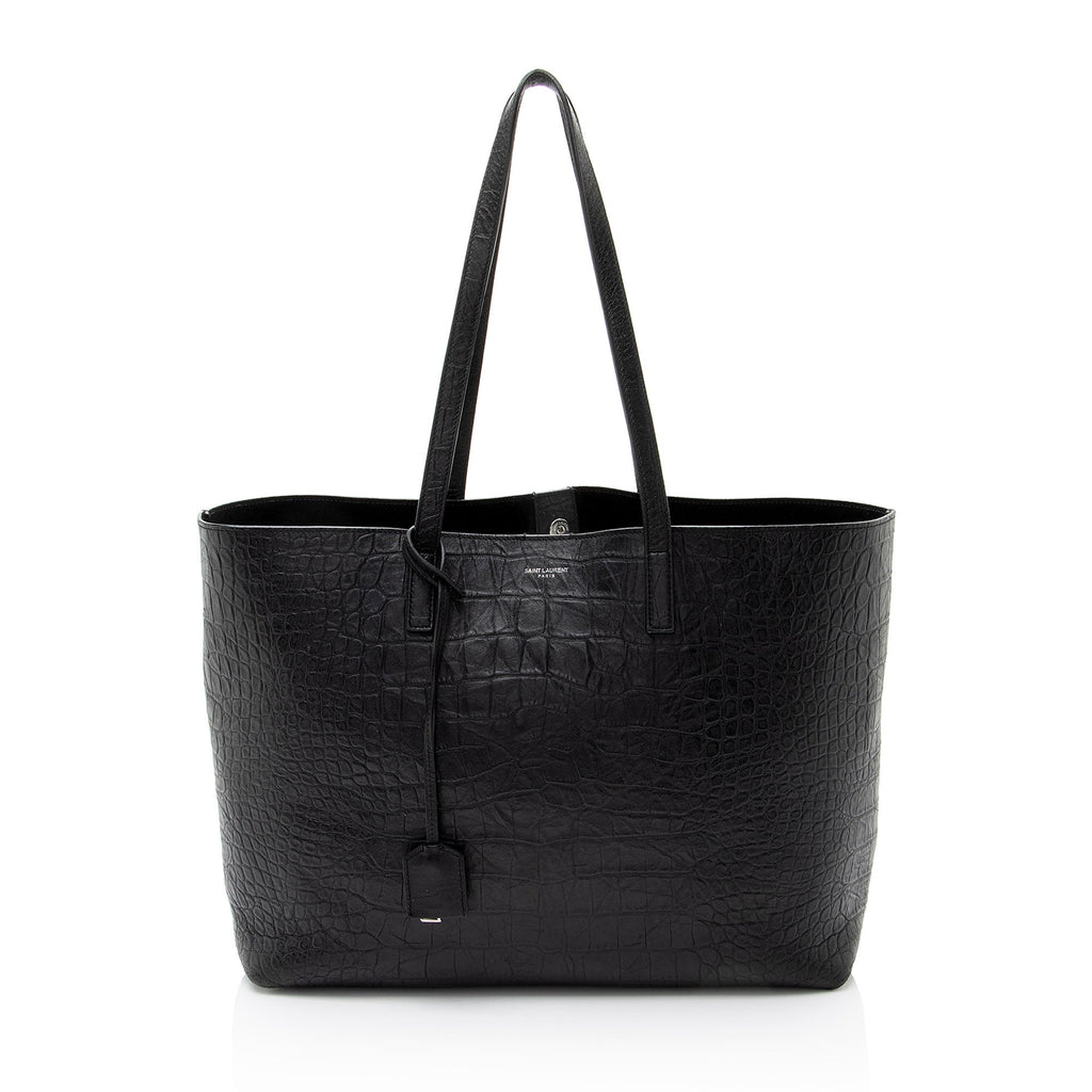 Saint Laurent Croc Embossed Calfskin Large Shopping Tote