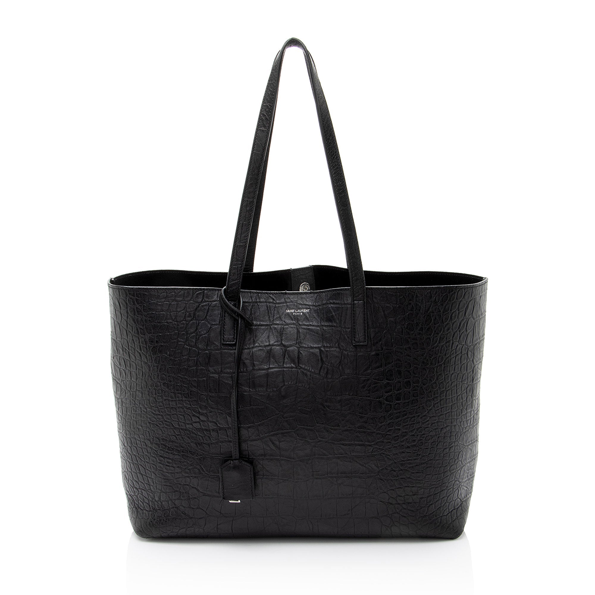Saint Laurent Croc Embossed Calfskin Large Shopping Tote