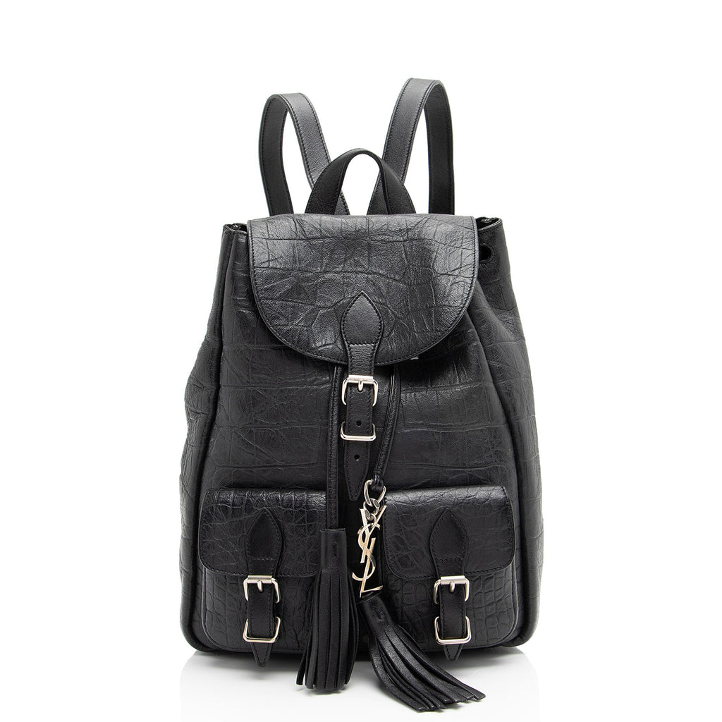 Saint Laurent Croc Embossed Lambskin Festival Backpack (SHF-8lf36x)