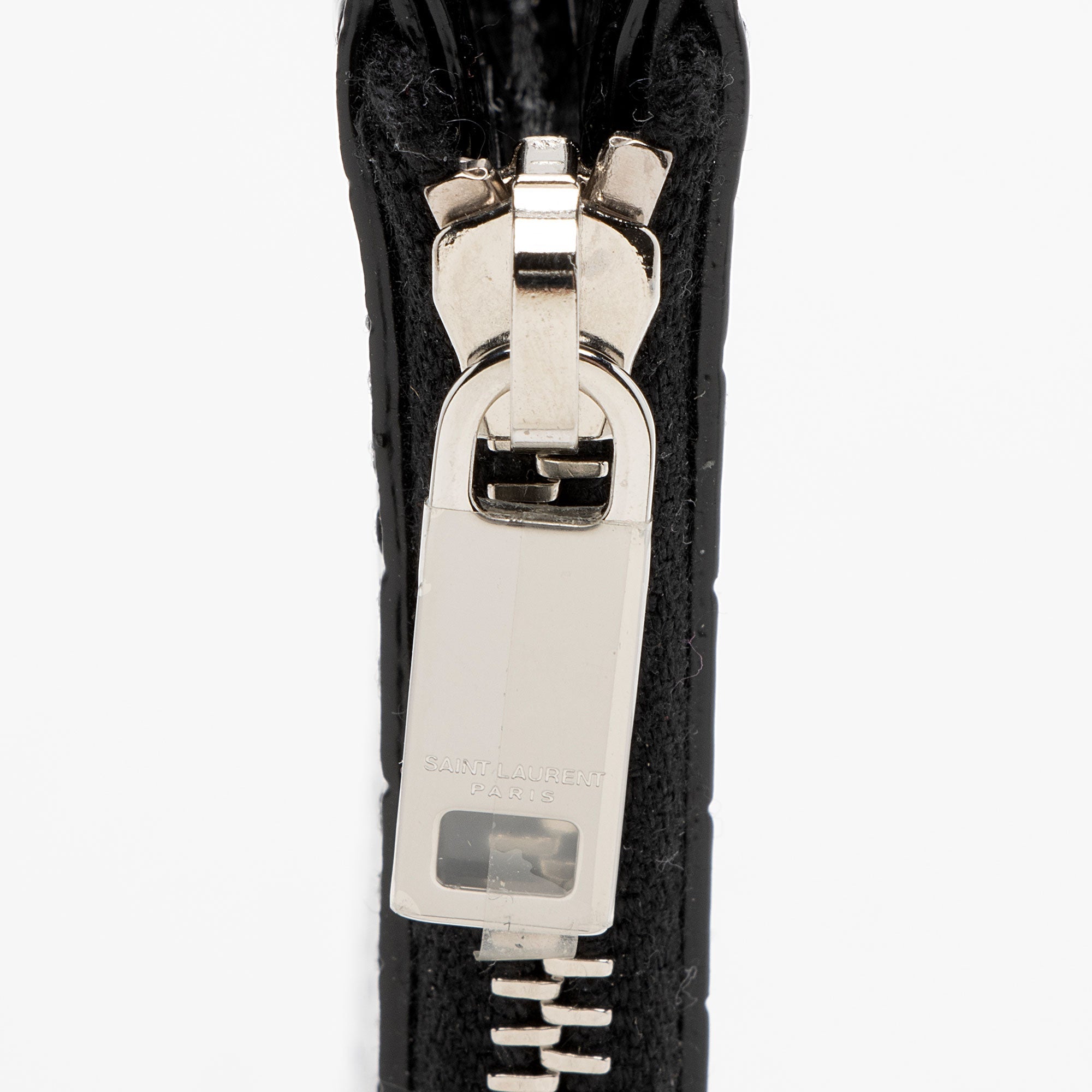 Saint Laurent Croc Embossed Leather Fragments Zipper Card Case