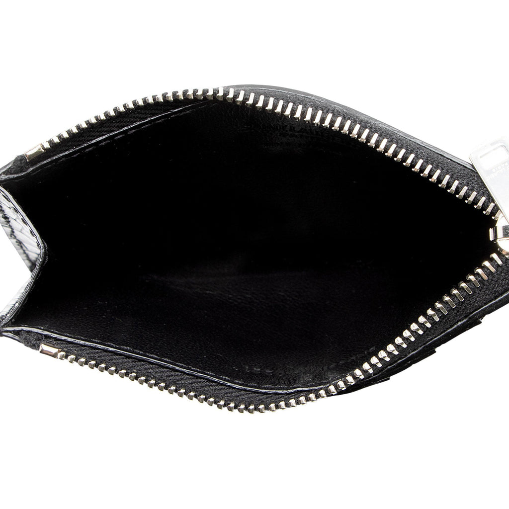 Saint Laurent Croc Embossed Leather Fragments Zipper Card Case