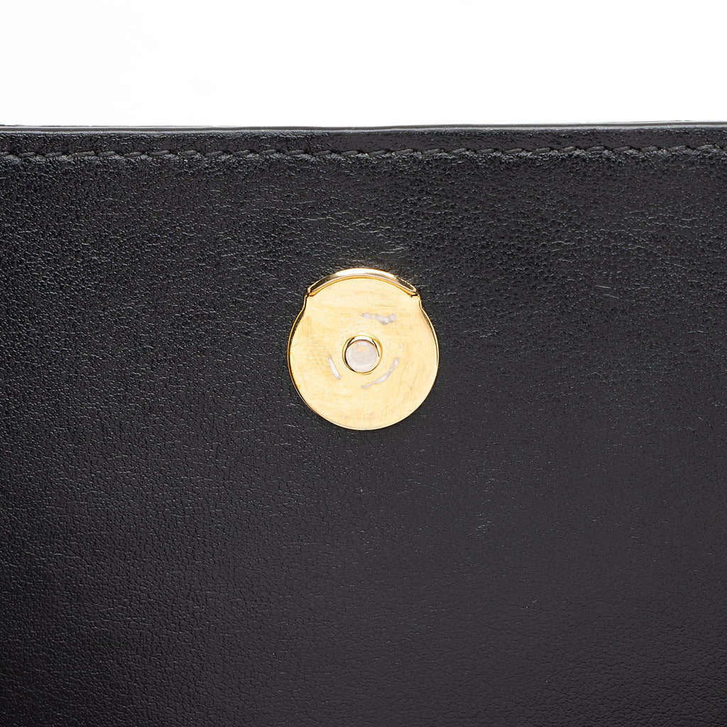 Saint Laurent Croc Embossed Leather Monogram Kate Tassel Chain Wallet