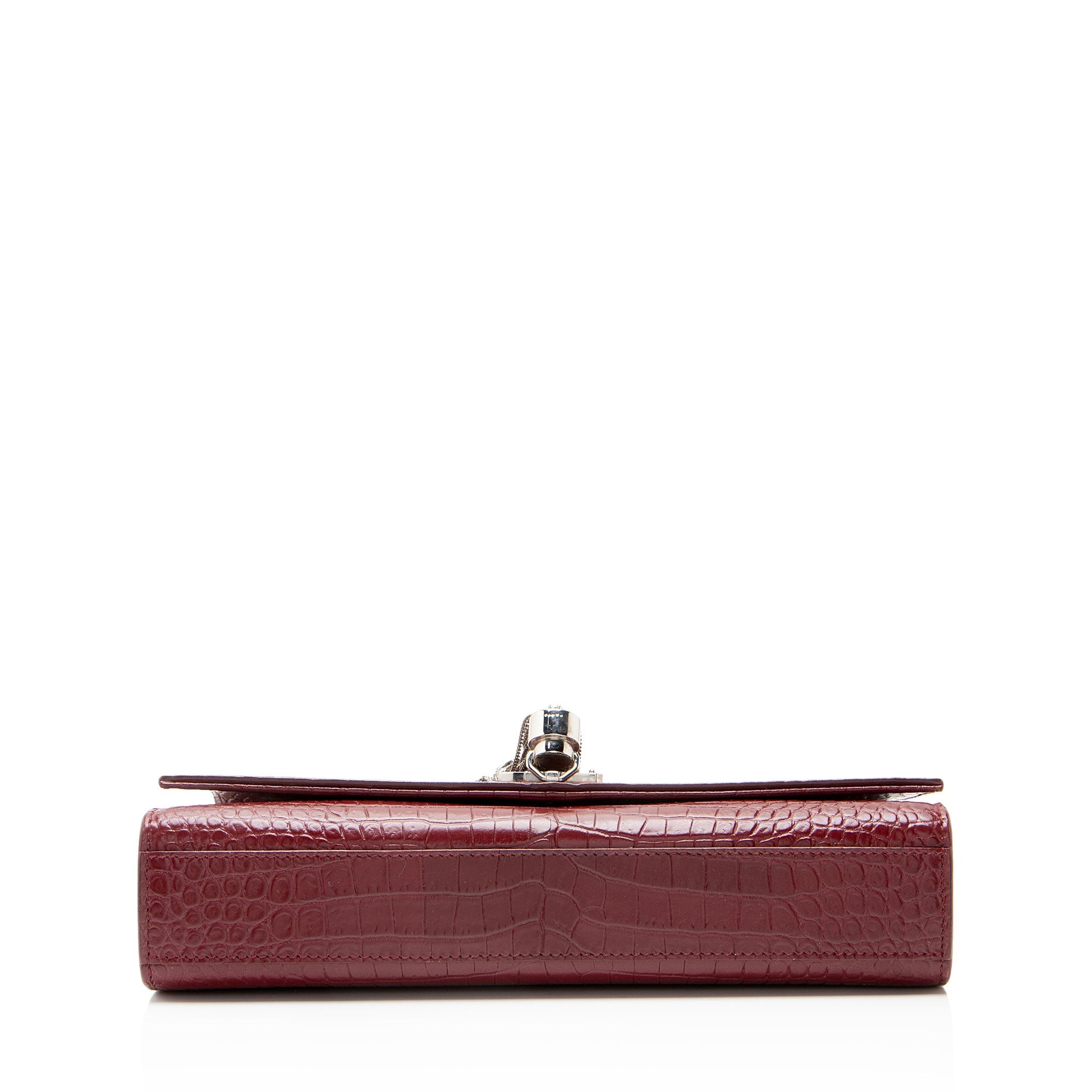 Saint Laurent Croc Embossed Leather Monogram Kate Tassel Medium Shoulder Bag