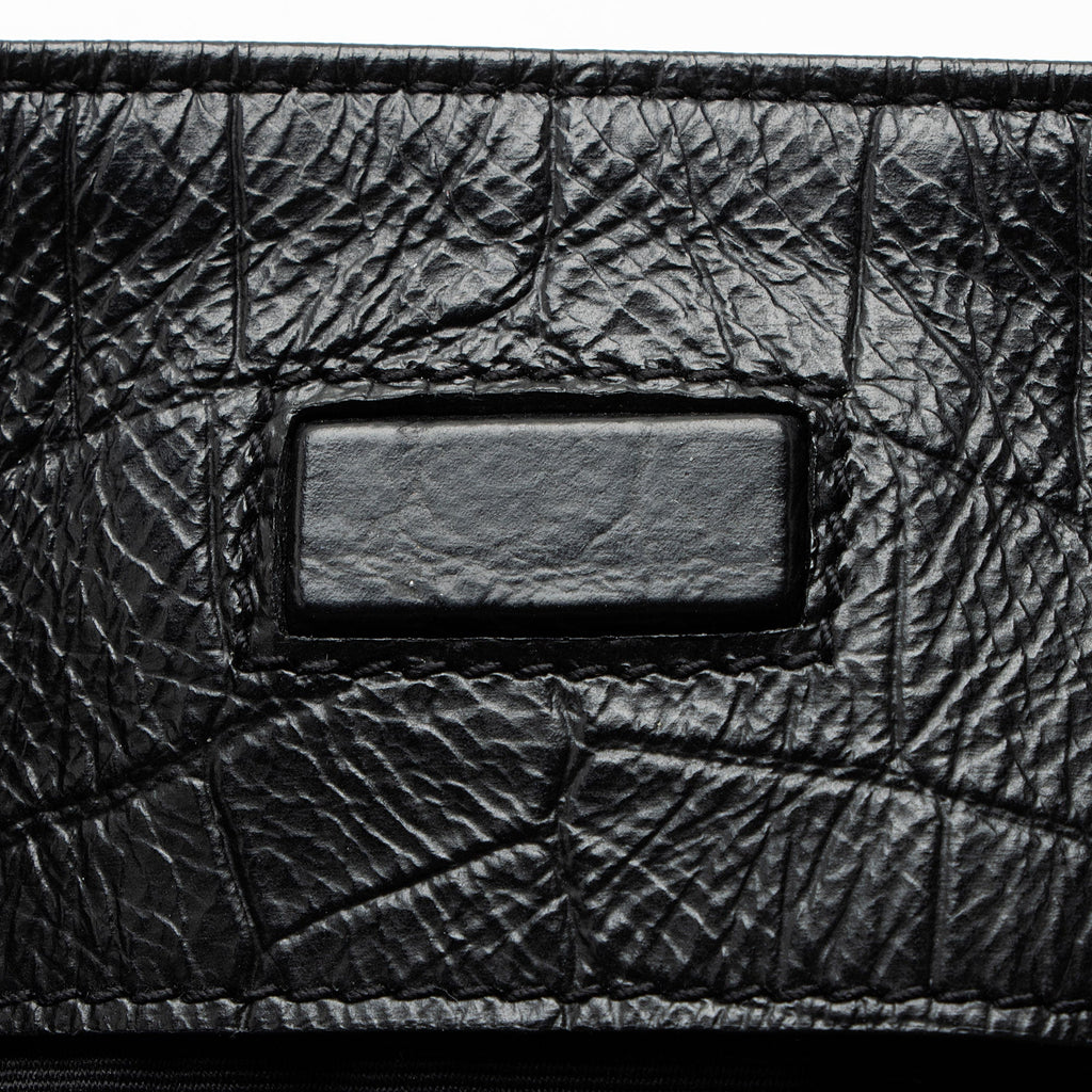 Saint Laurent Croc Embossed Leather Monogram Niki Large Shopping Tote