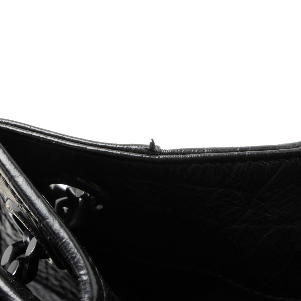 Saint Laurent Croc Embossed Leather Monogram Niki Large Shopping Tote