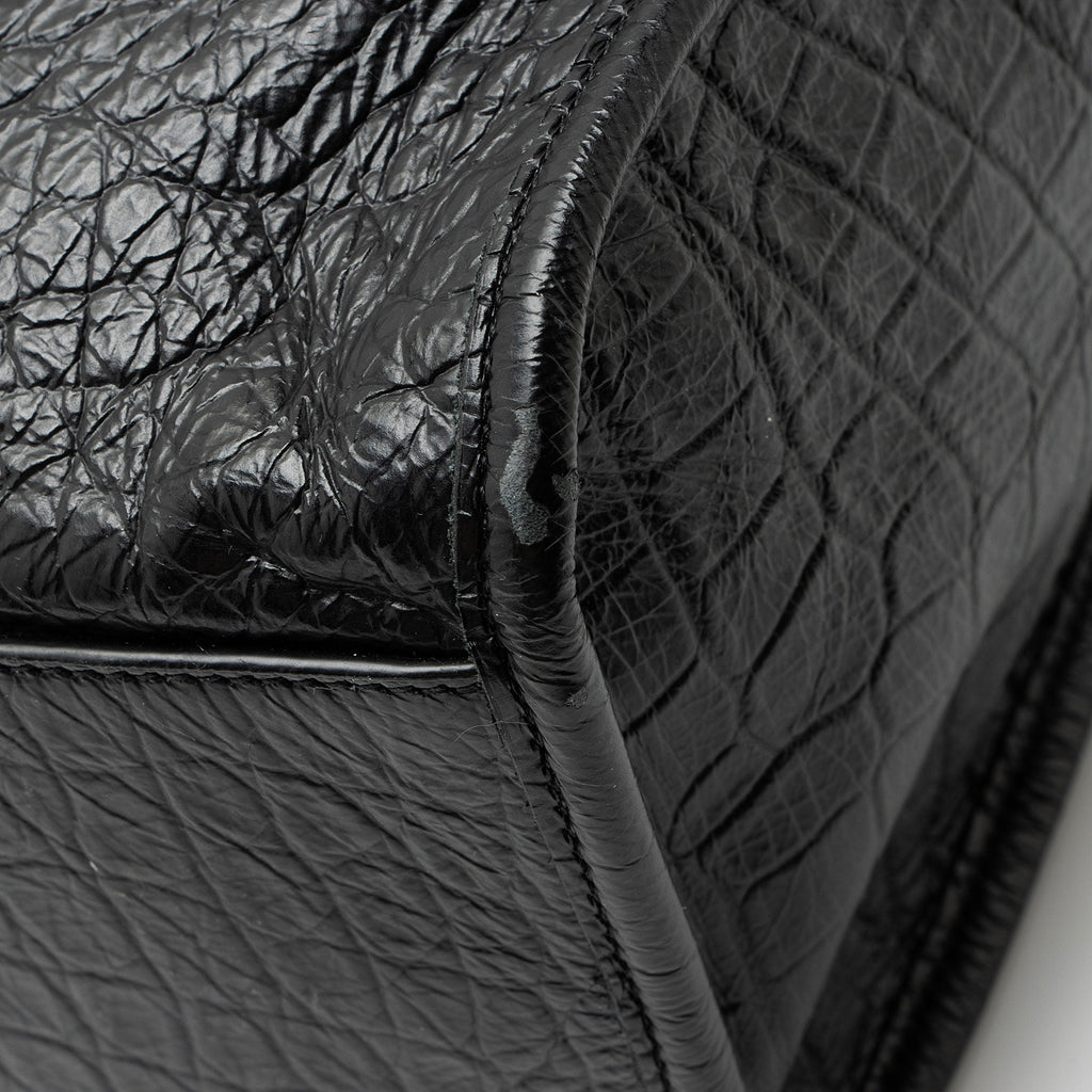 Saint Laurent Croc Embossed Leather Monogram Niki Large Shopping Tote