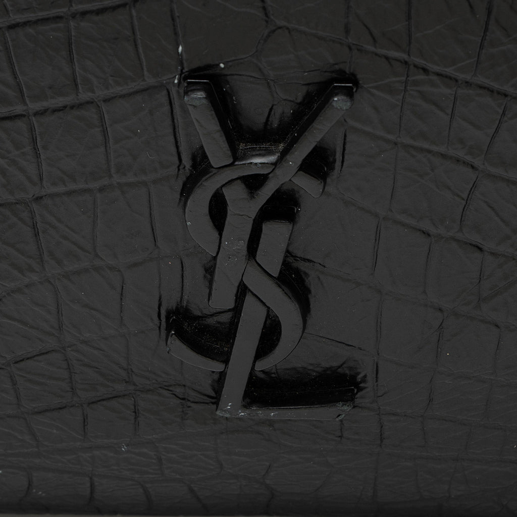 Saint Laurent Croc Embossed Leather Monogram Niki Large Shopping Tote