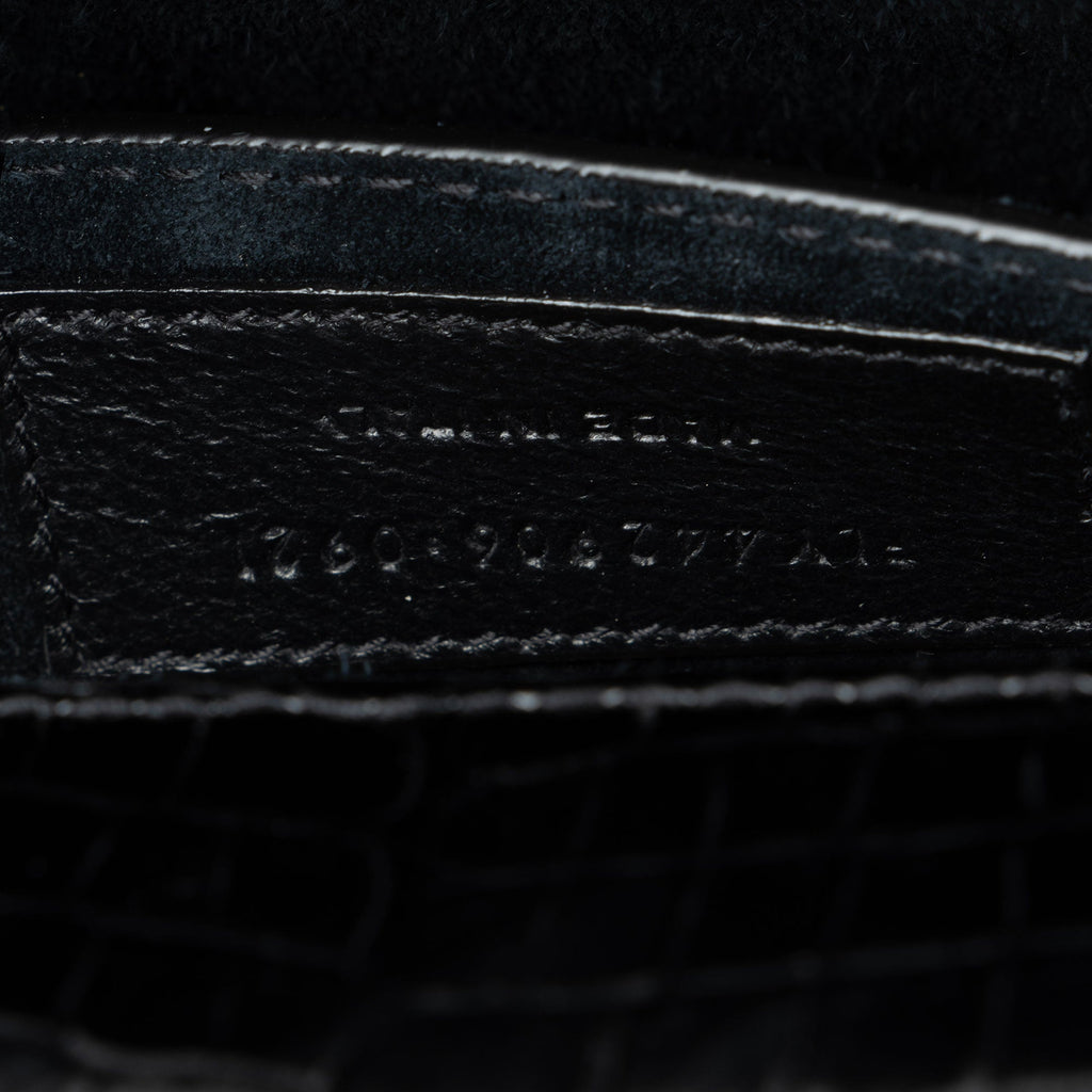 Saint Laurent Croc Embossed Leather Monogram Sunset Medium Shoulder Bag