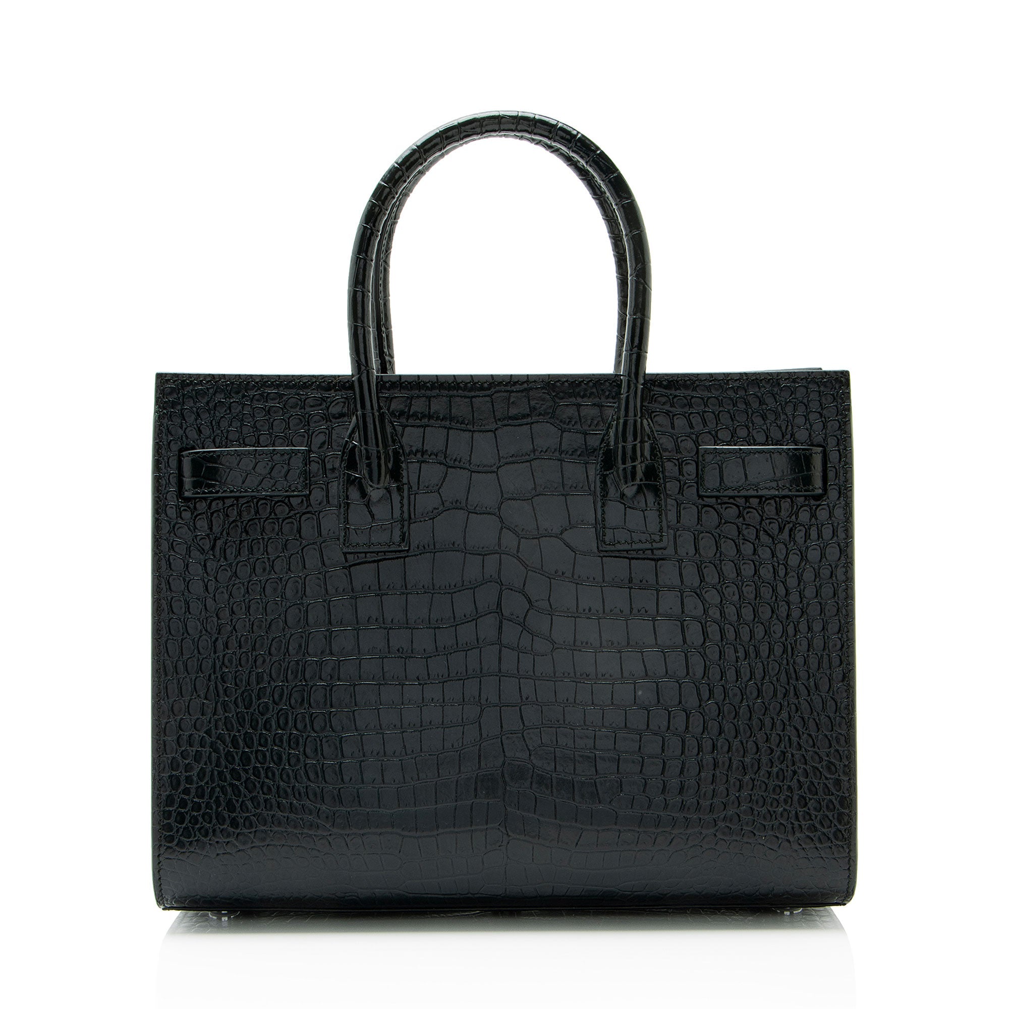 Saint Laurent Croc Embossed Leather Sac De Jour Baby Tote