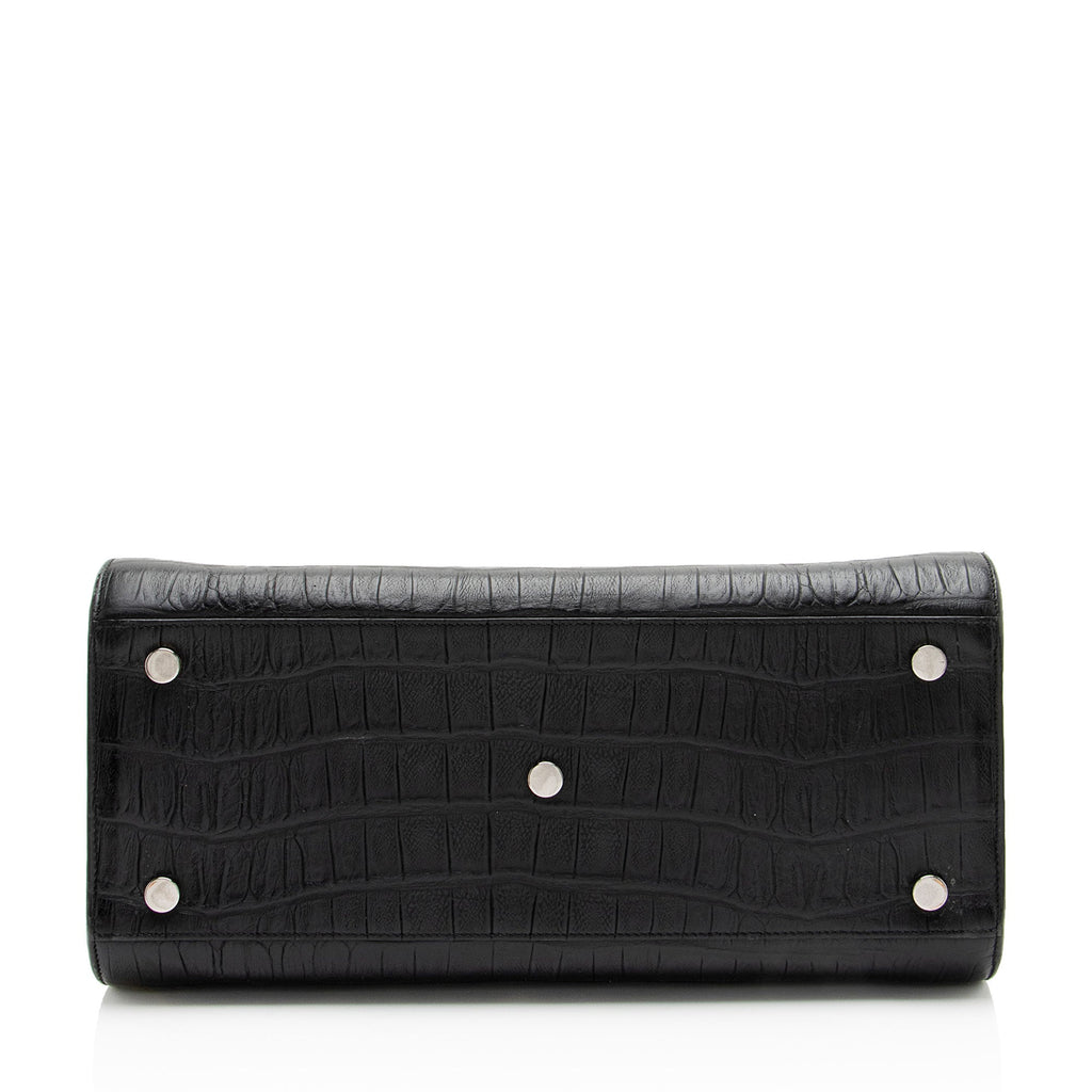 Saint Laurent Croc Embossed Leather Sac De Jour Small Tote