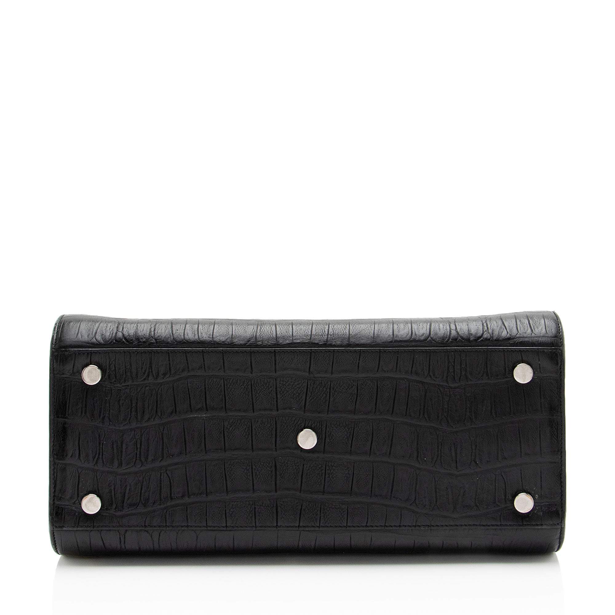 Saint Laurent Croc Embossed Leather Sac De Jour Small Tote