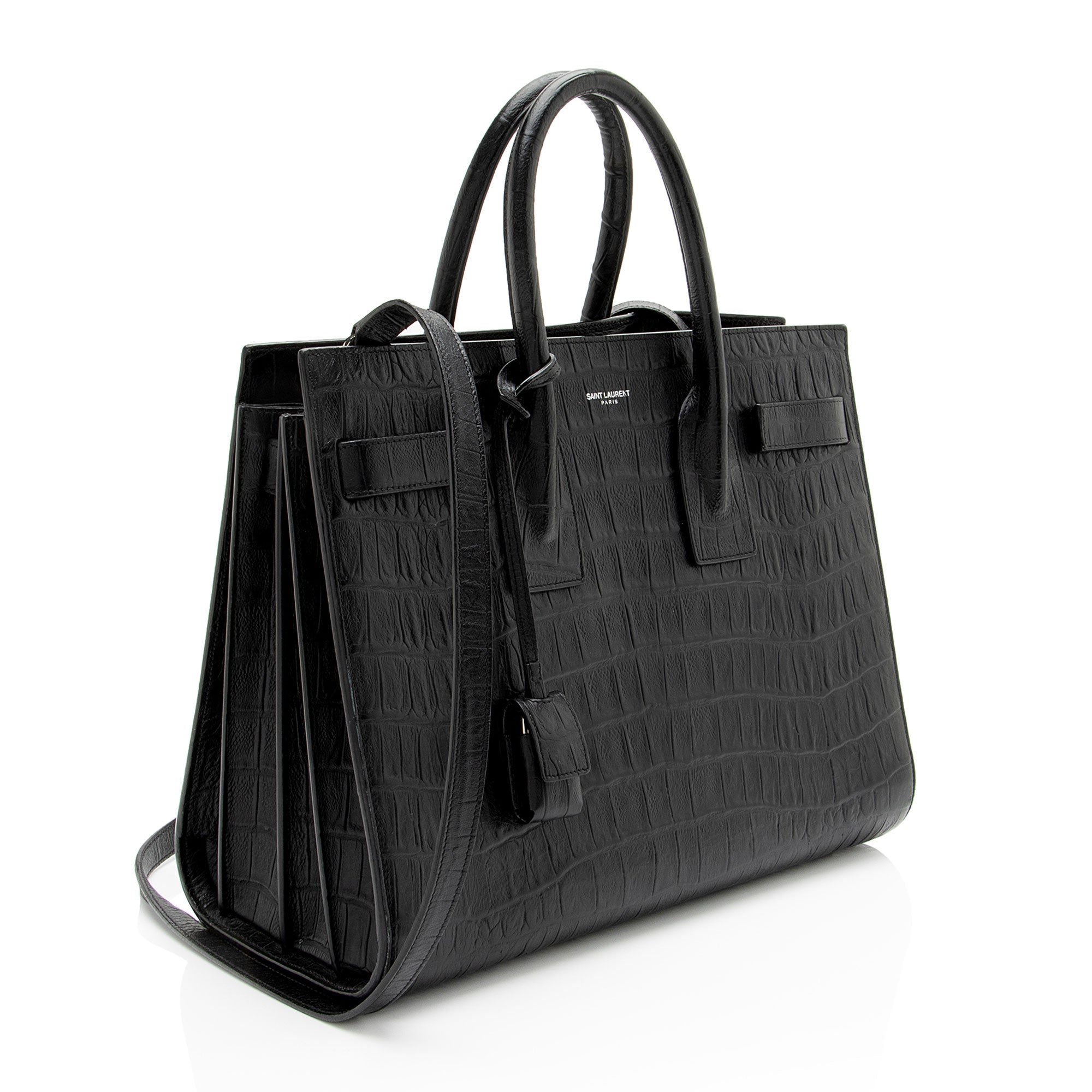 Saint Laurent Croc Embossed Leather Sac De Jour Small Tote