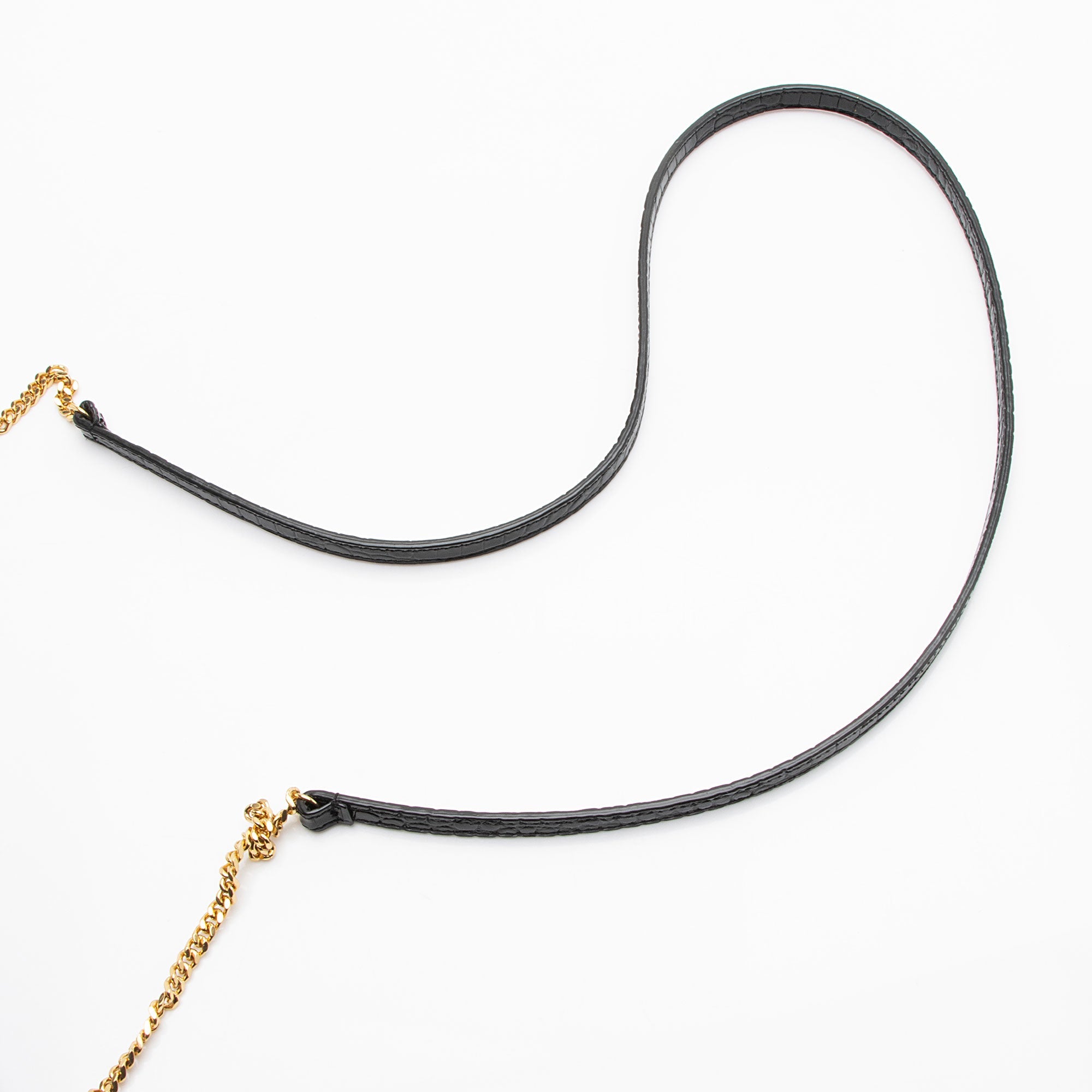 Saint Laurent Croc Embossed Monogram Phone Holder Shoulder Bag