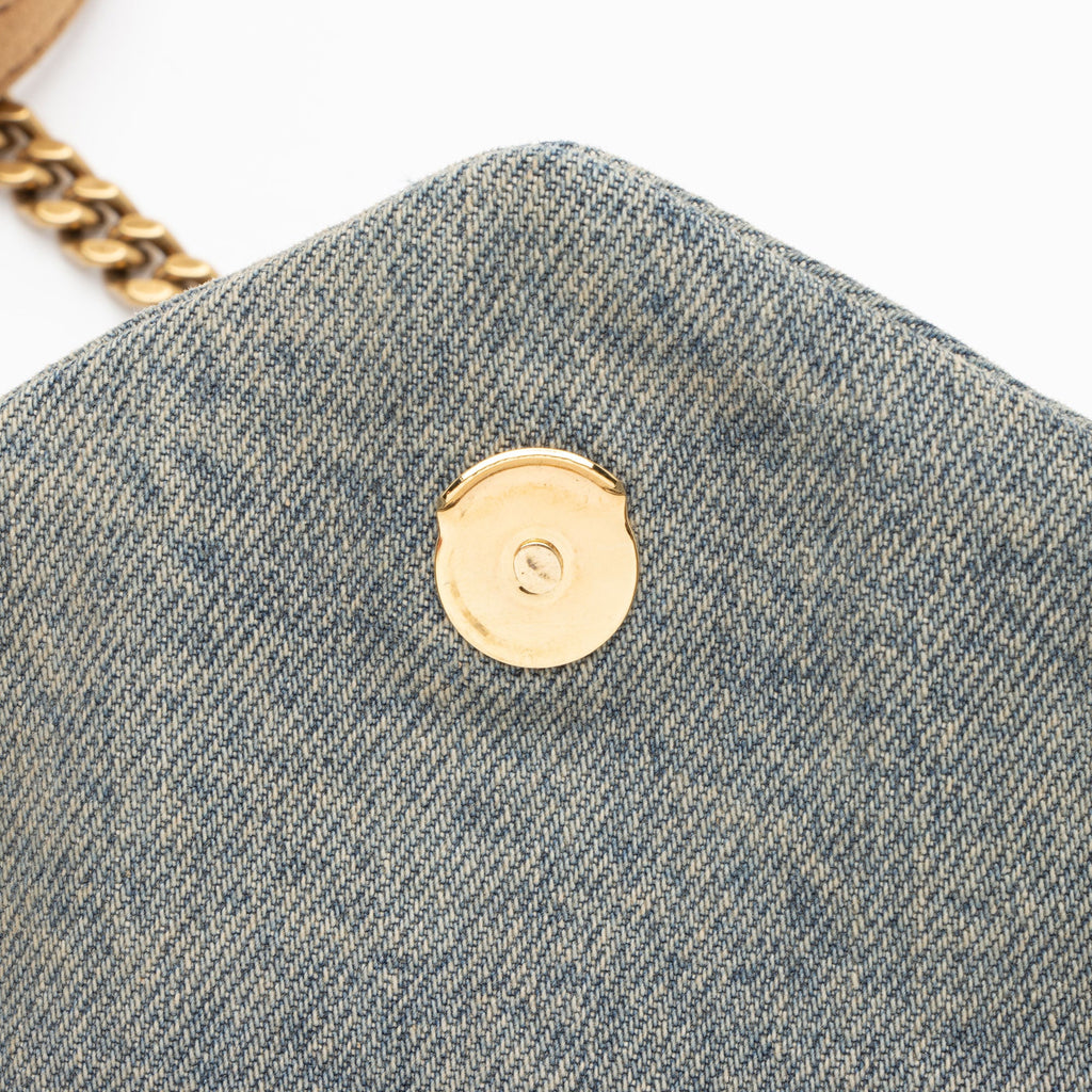 Saint Laurent Denim Monogram Puffer LouLou Toy Shoulder Bag