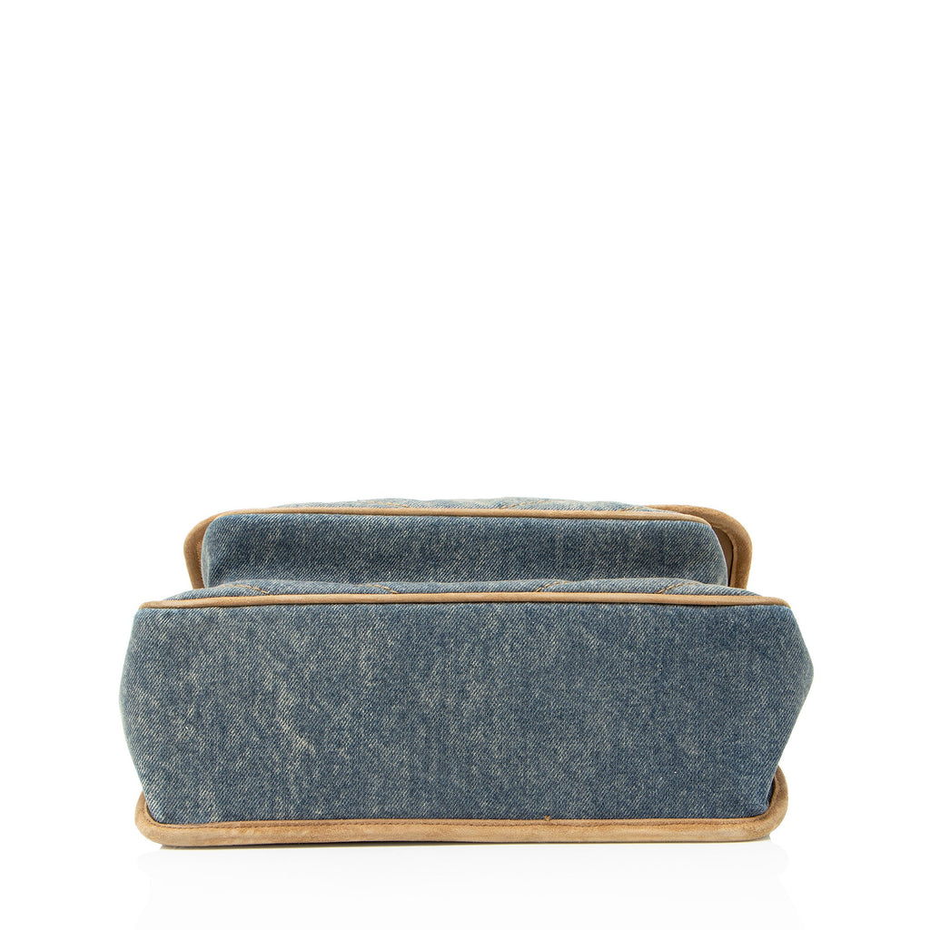 Saint Laurent Denim Suede Monogram Niki Medium Shoulder Bag