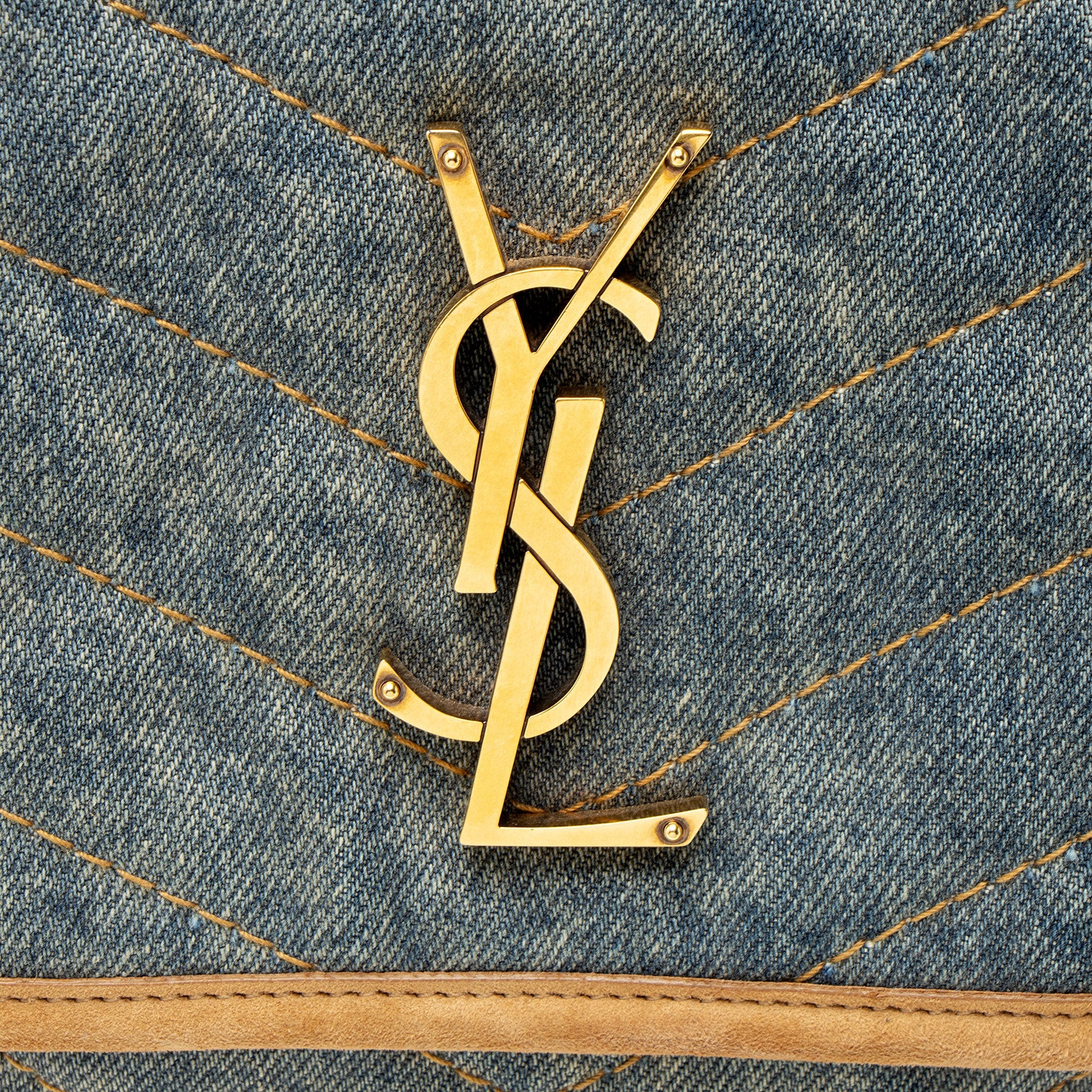 Saint Laurent Denim Suede Monogram Niki Medium Shoulder Bag