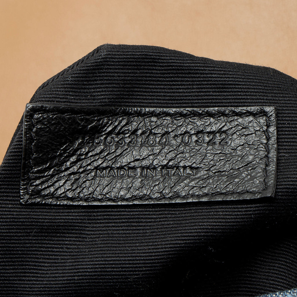 Saint Laurent Denim Suede Monogram Niki Medium Shoulder Bag