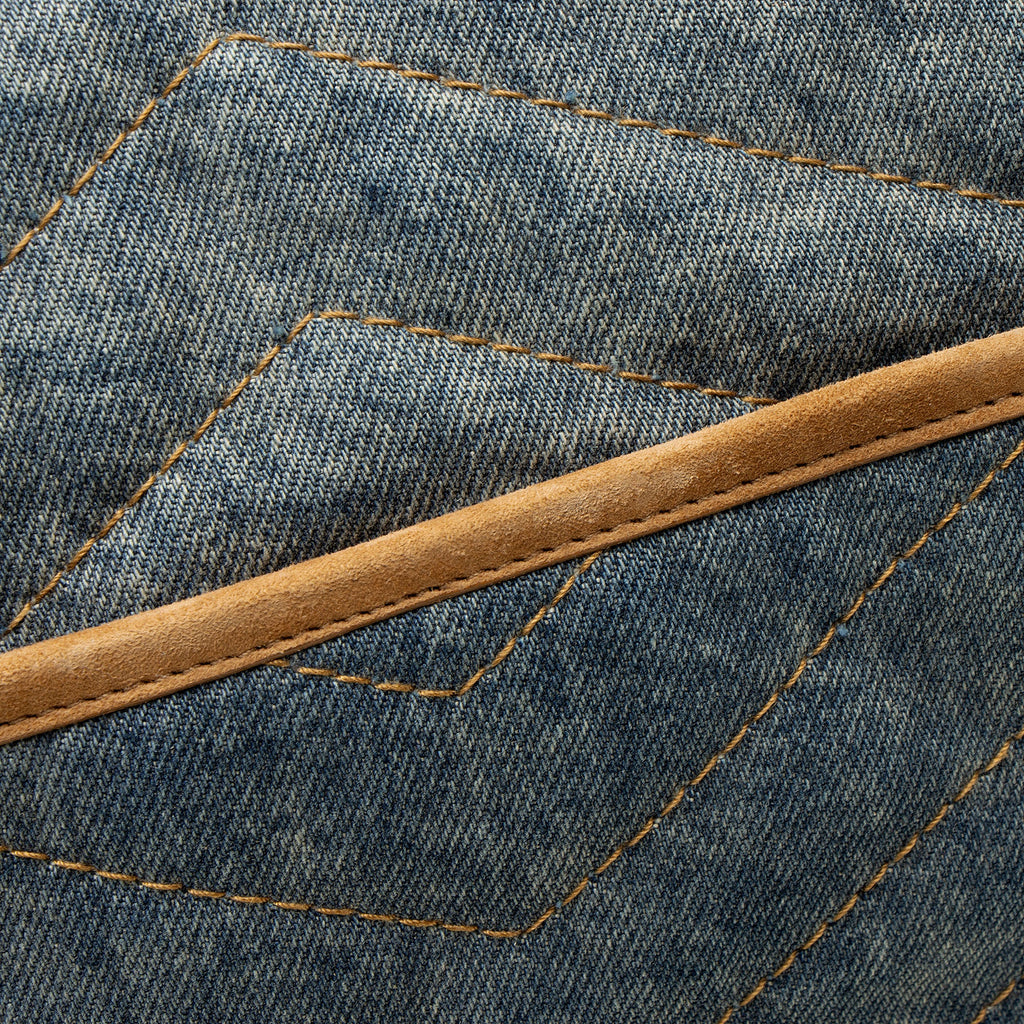 Saint Laurent Denim Suede Monogram Niki Medium Shoulder Bag