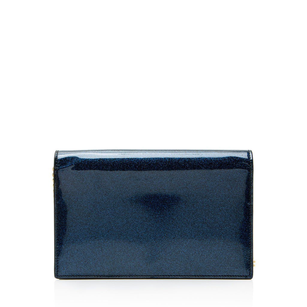Saint Laurent Glitter Patent Leather Monogram Kate Tassel Chain Wallet