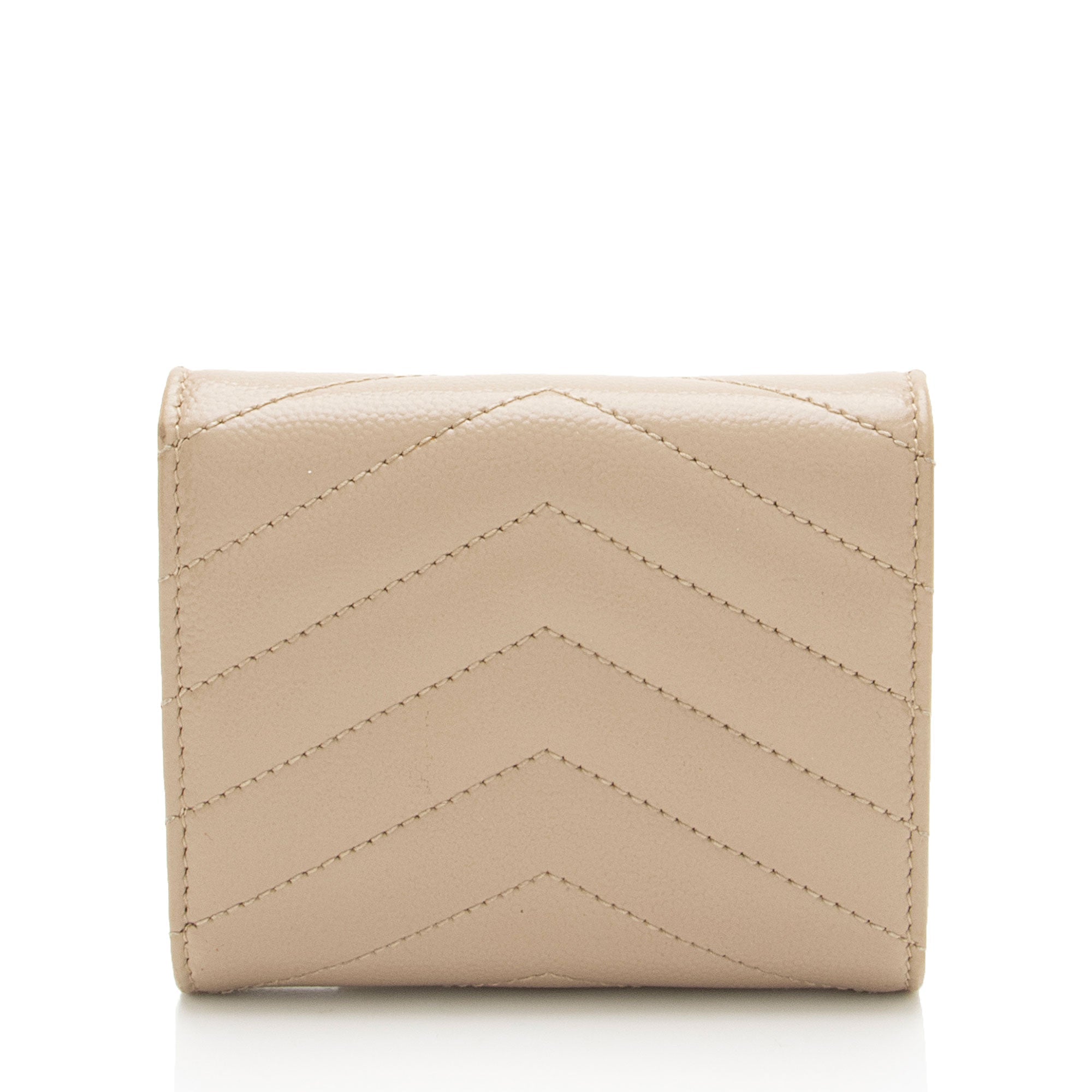 Saint Laurent Grain de Poudre Monogram Compact Trifold Wallet