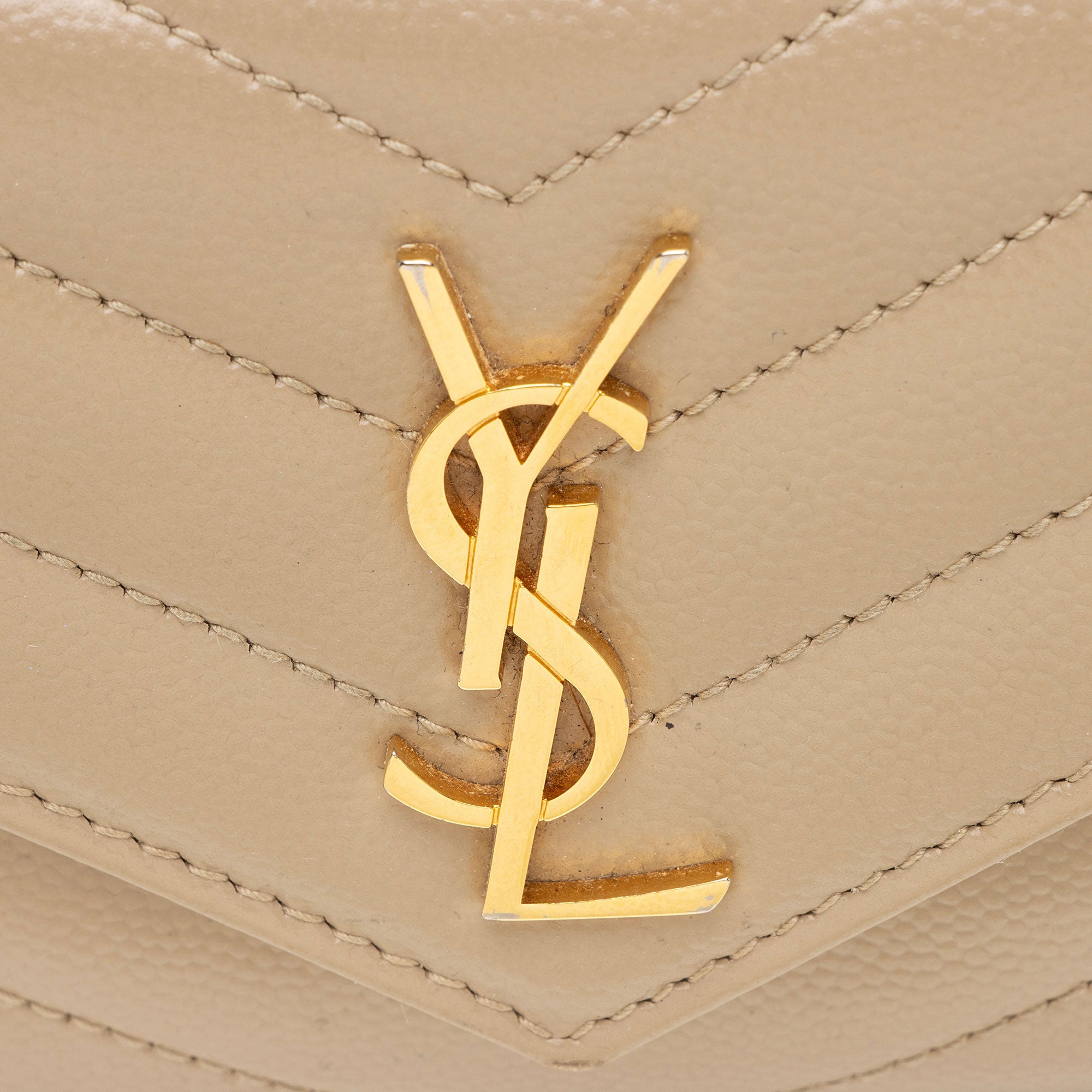 Saint Laurent Grain de Poudre Monogram Compact Trifold Wallet