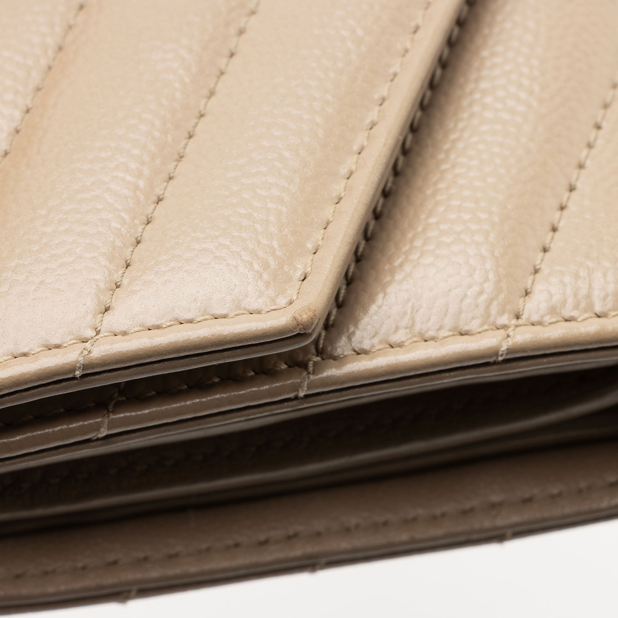 Saint Laurent Grain de Poudre Monogram Compact Trifold Wallet