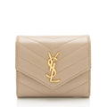 Saint Laurent Grain de Poudre Monogram Compact Trifold Wallet