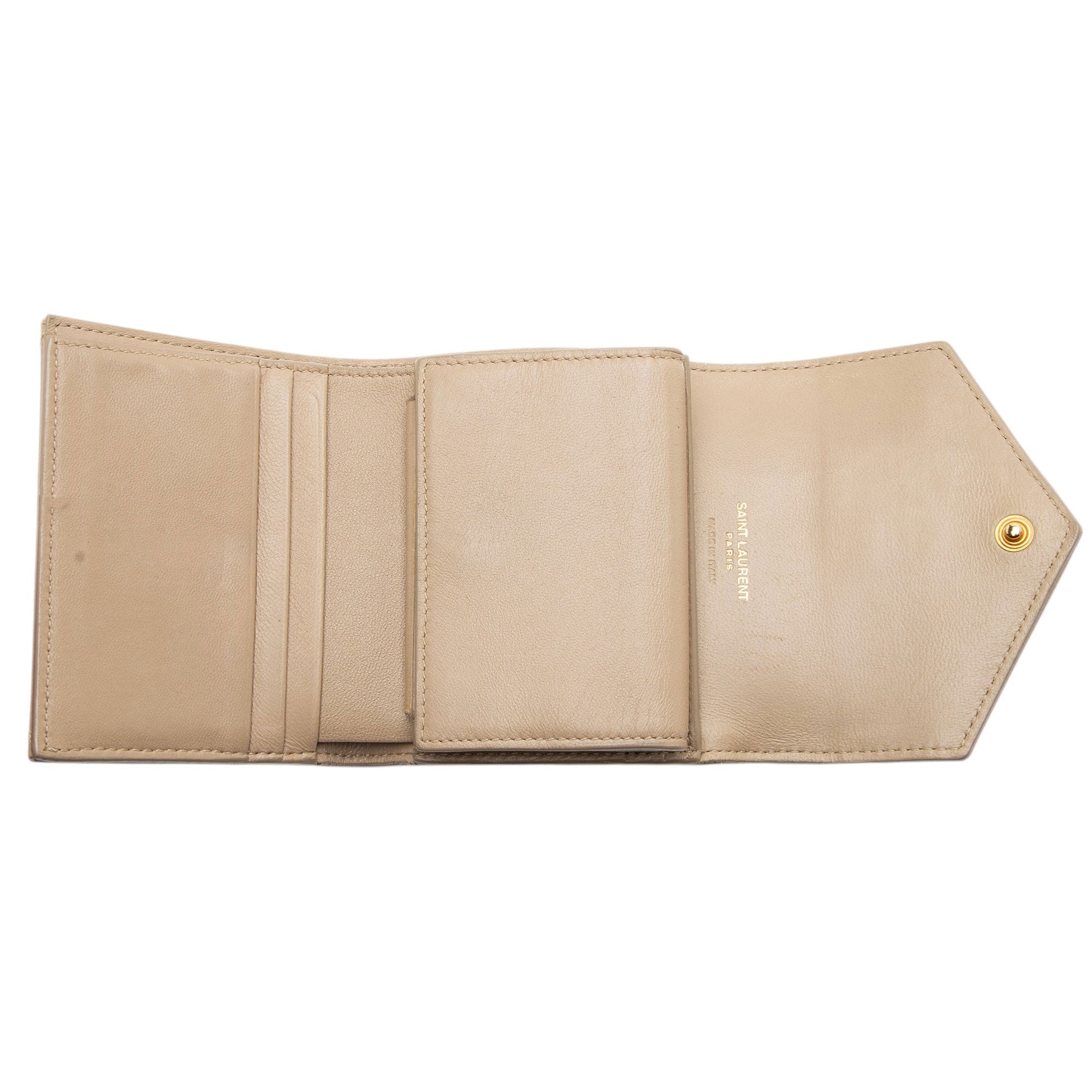 Saint Laurent Grain de Poudre Monogram Compact Trifold Wallet