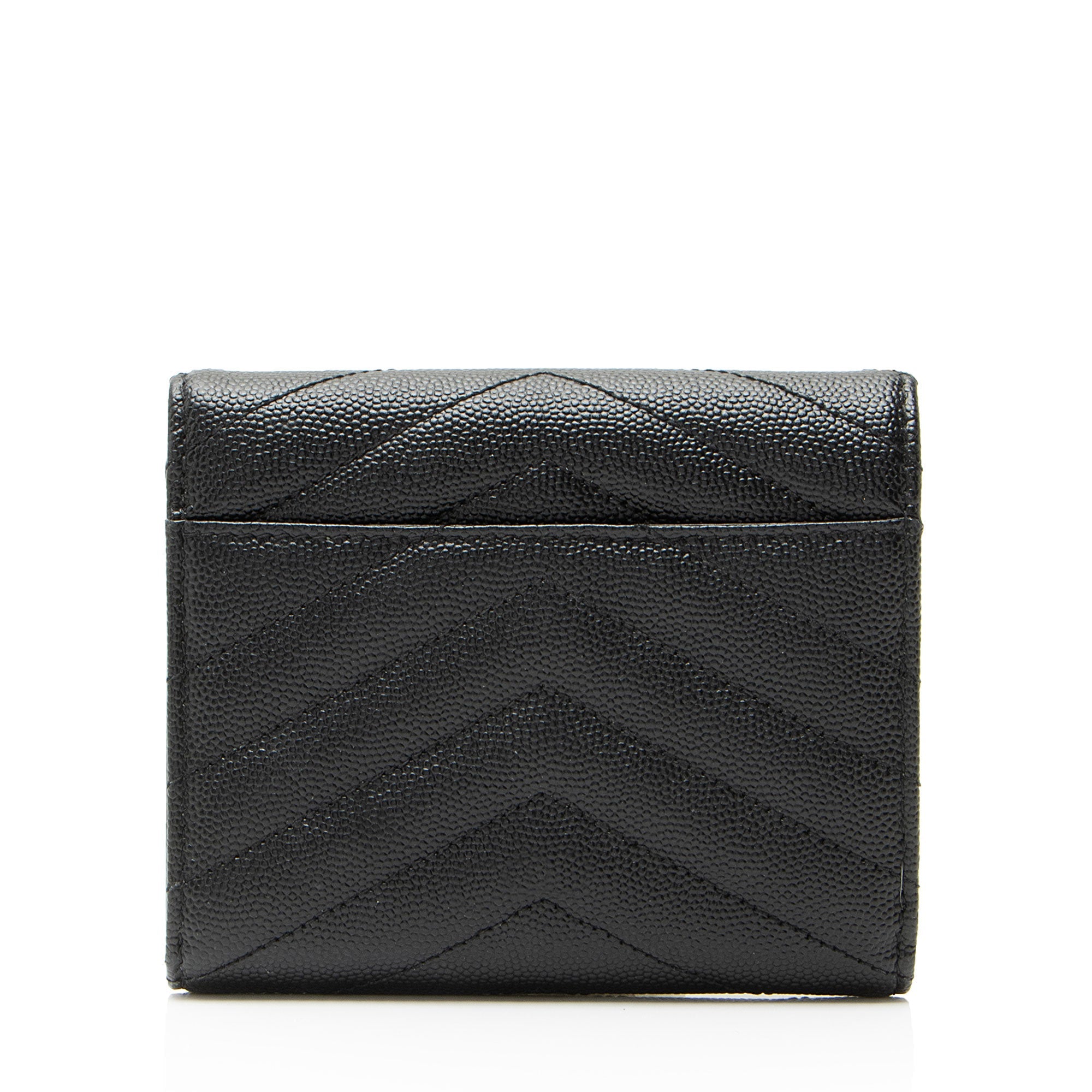 Saint Laurent Grain de Poudre Monogram Compact Trifold Wallet