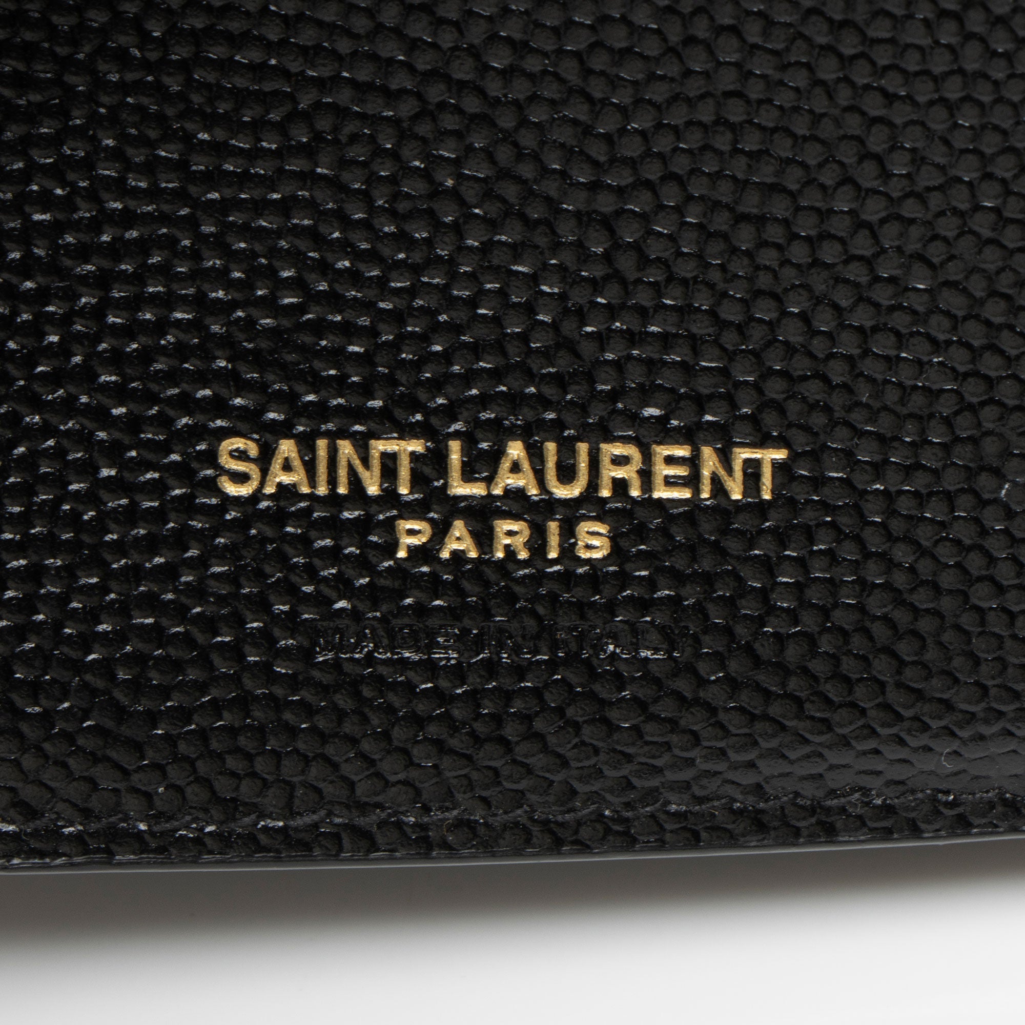Saint Laurent Grain de Poudre Monogram Compact Trifold Wallet