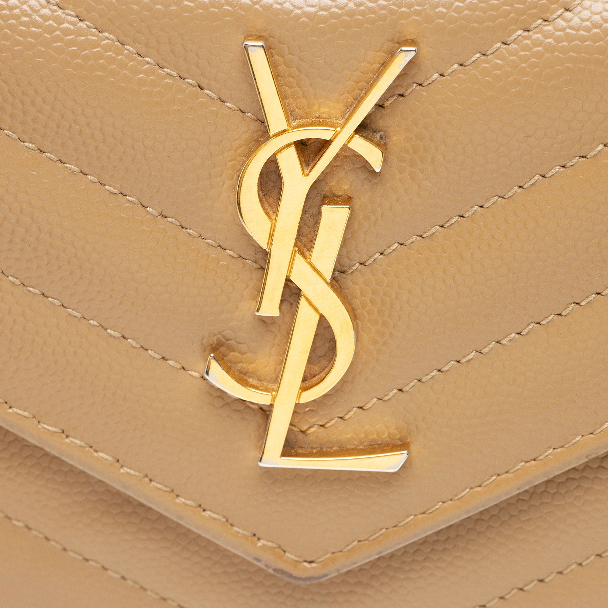 Saint Laurent Grain de Poudre Monogram Compact Trifold Wallet