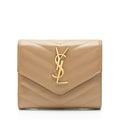Saint Laurent Grain de Poudre Monogram Compact Trifold Wallet