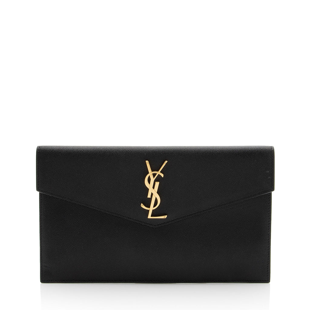 Saint Laurent Grain de Poudre Monogram Uptown Envelope Clutch